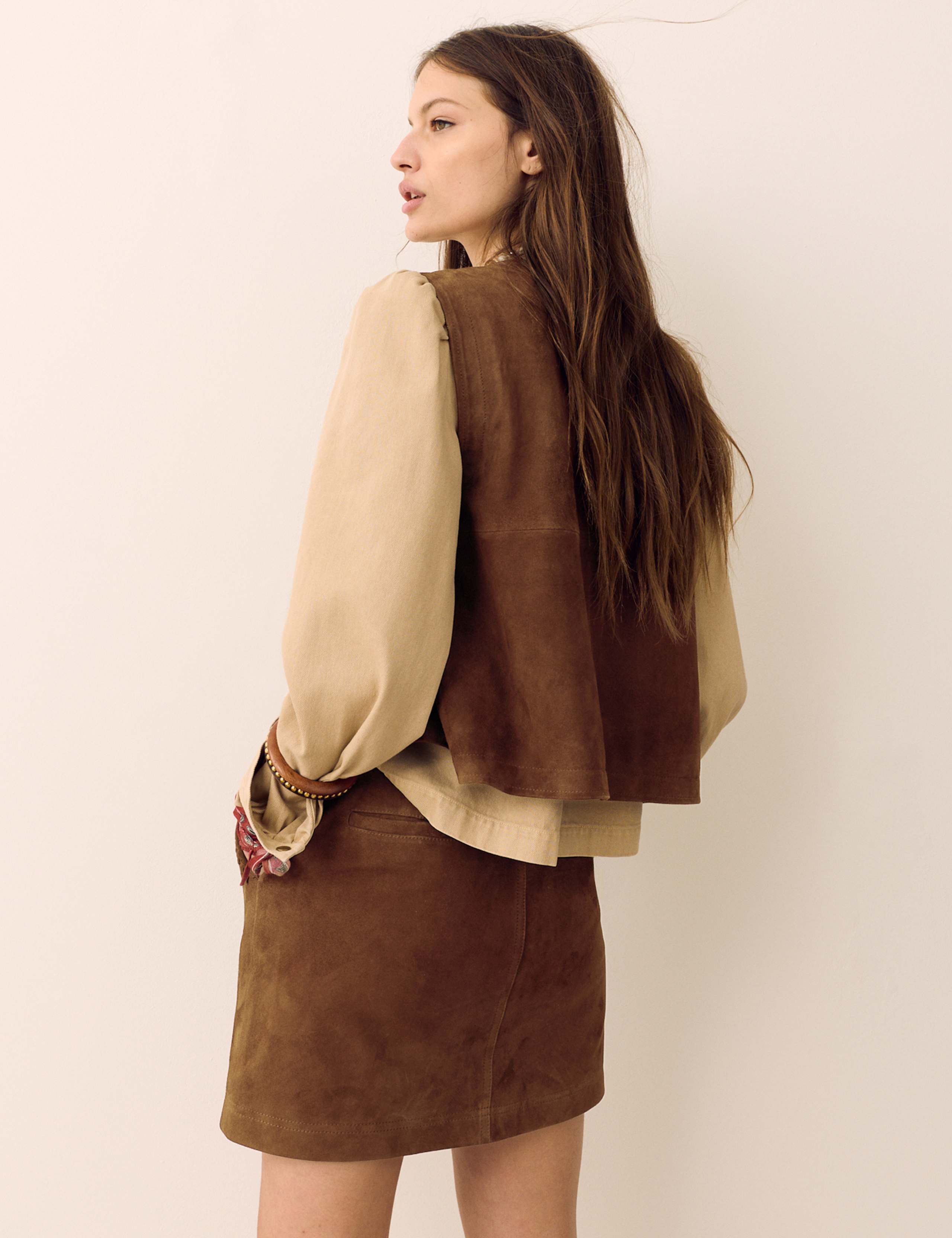 Suede Braided Detail Mini A-Line Skirt 3 of 5