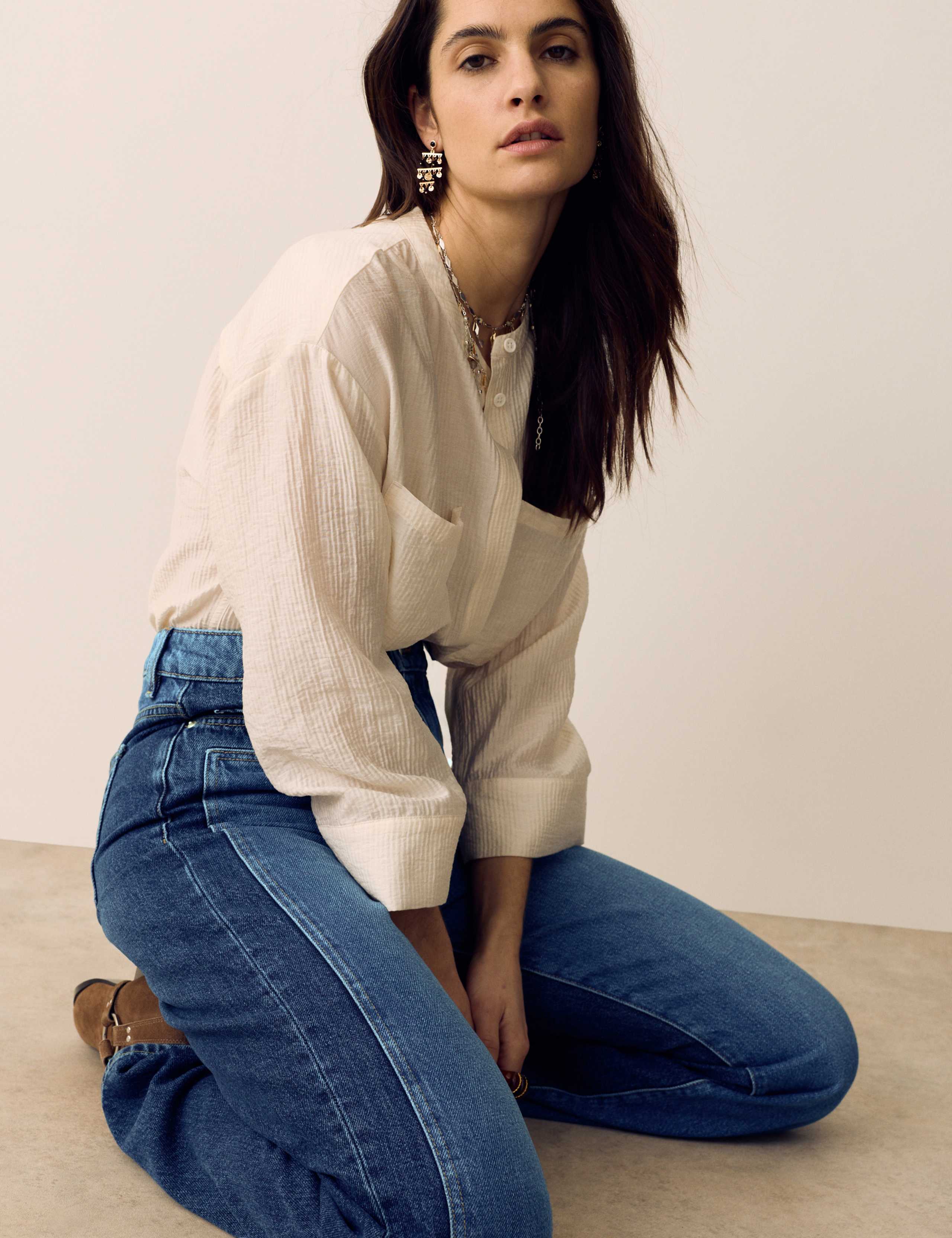 Two Tone High Waisted Straight Leg Jeans 7 of 7