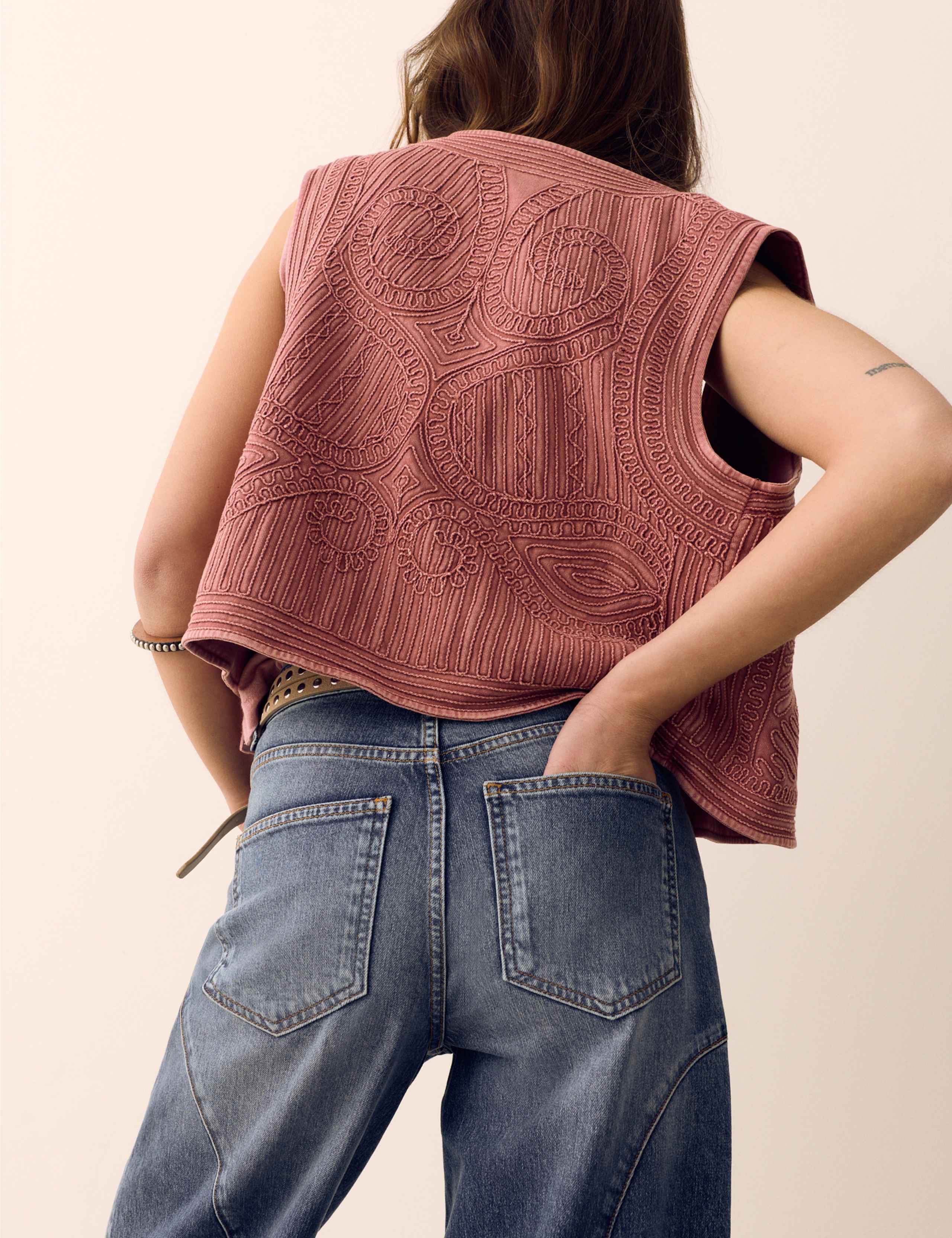 Western High Waisted Studded Tapered Jeans 5 of 7