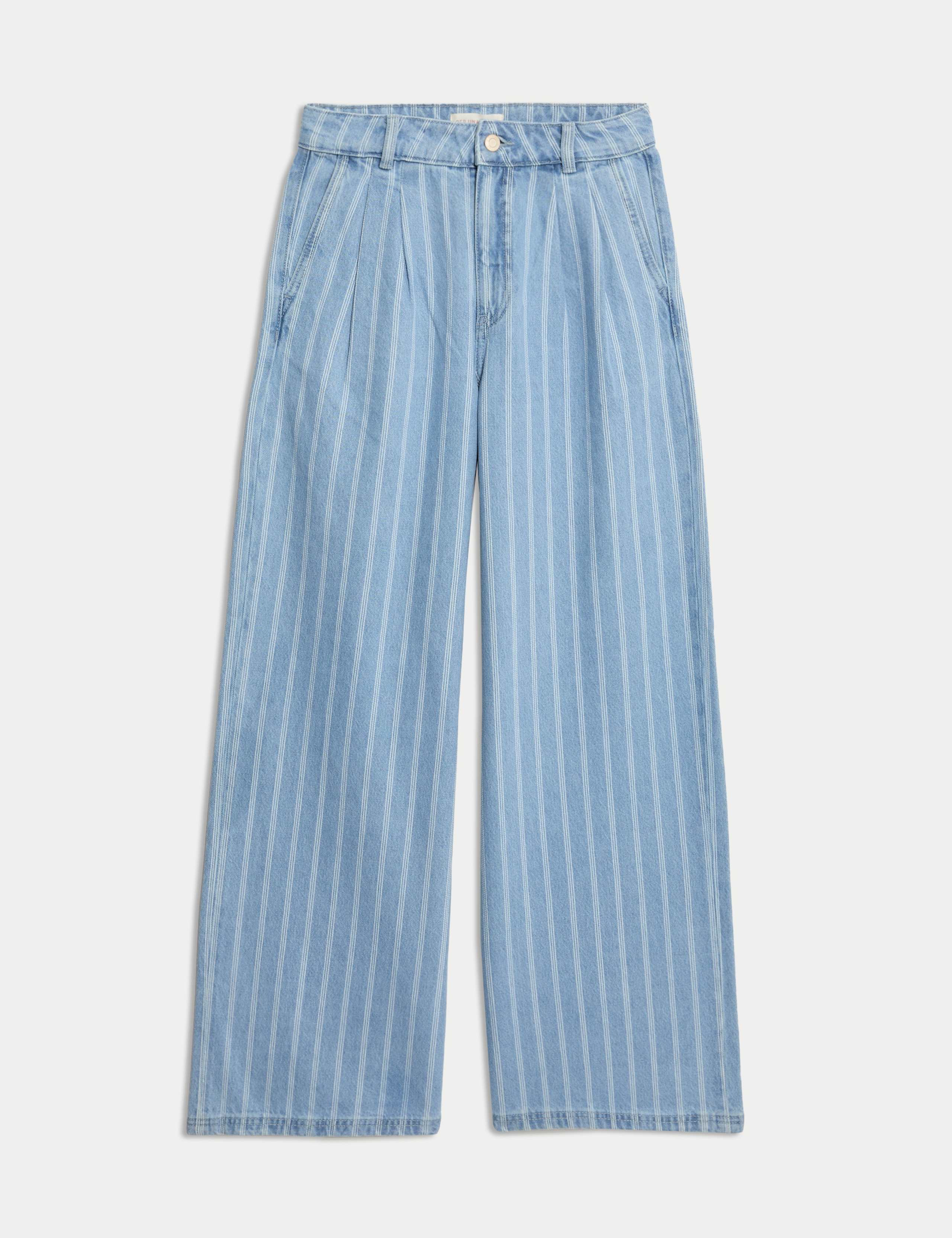 Pure Cotton Denim Striped Wide Leg 2 of 5