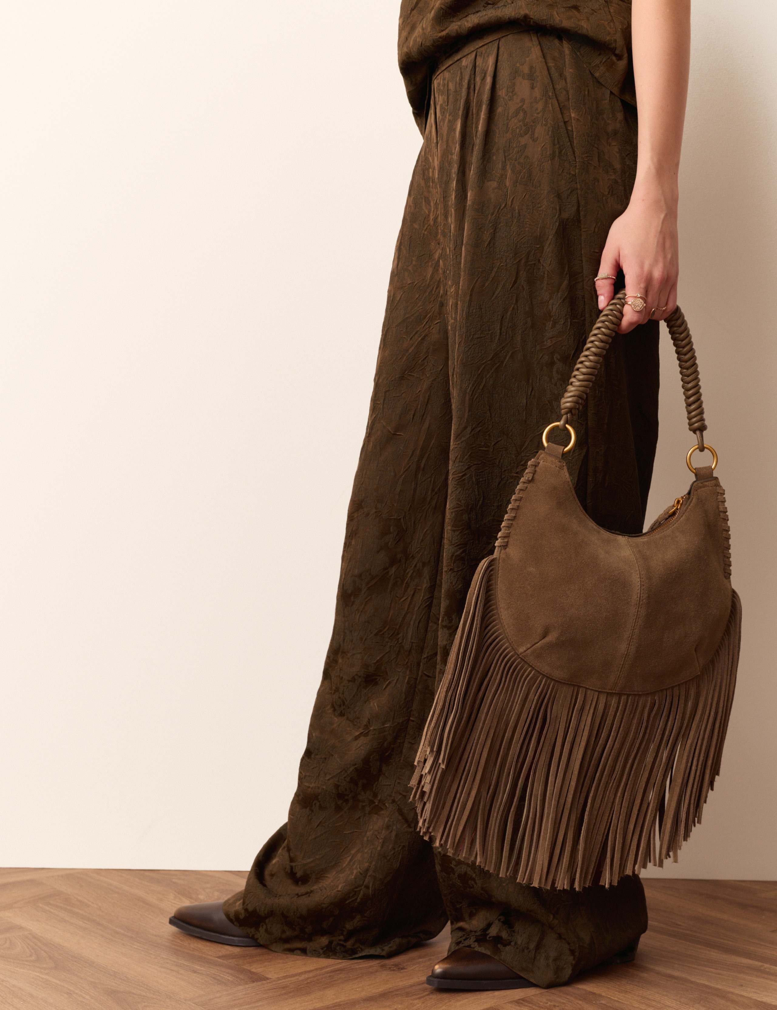 Jacquard Crinkle Wide Leg Trousers 3 of 5