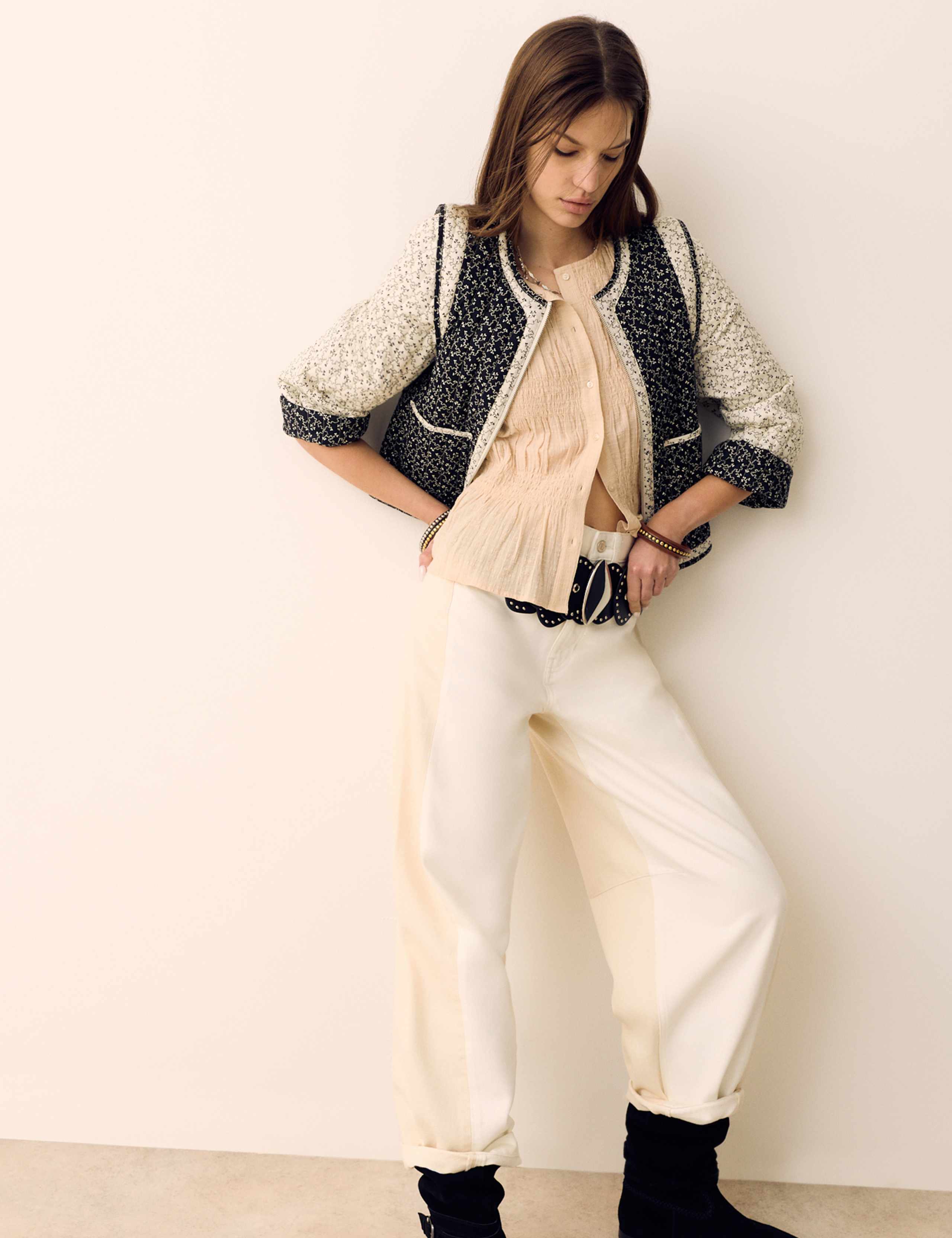 Lyocell Blend Two Tone Panel Barrel Jeans 1 of 7