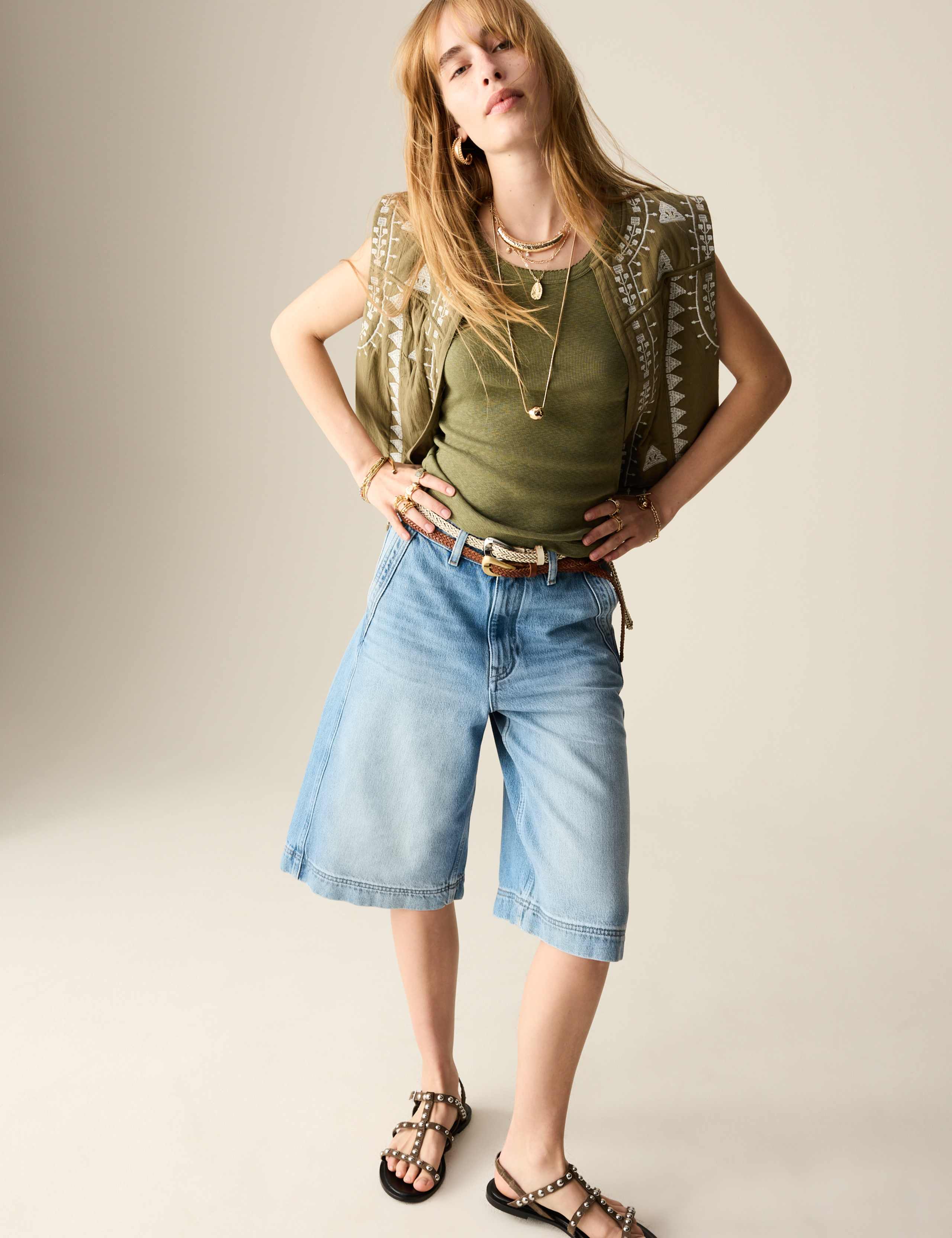 Denim High Waisted Bermuda Shorts 3 of 5