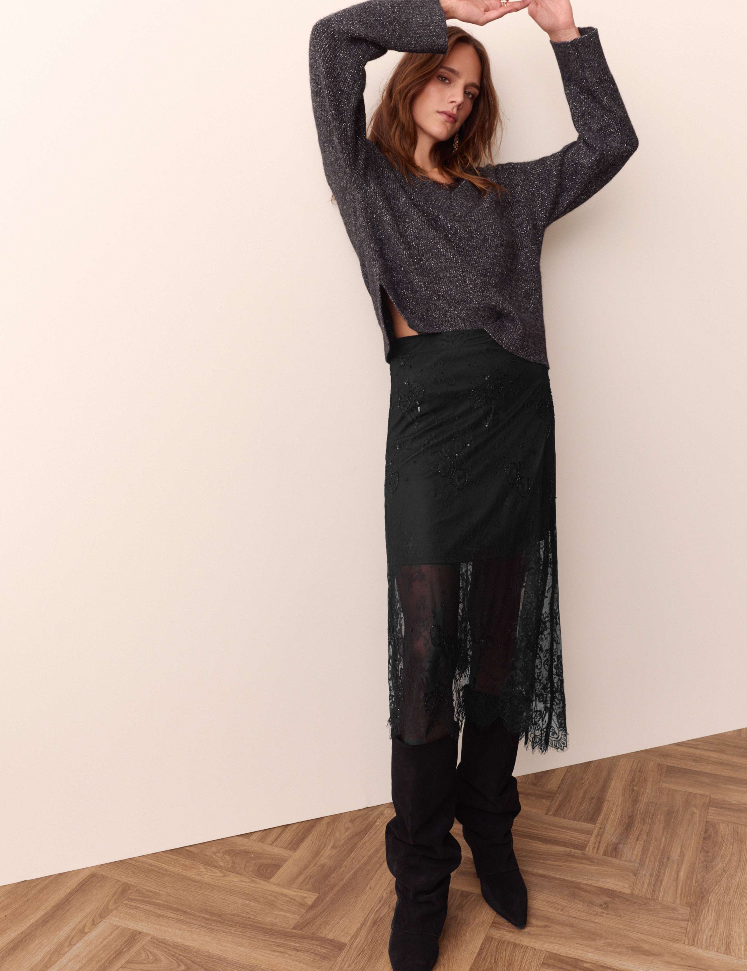 Beaded Lace Midi Skirt 6 of 6