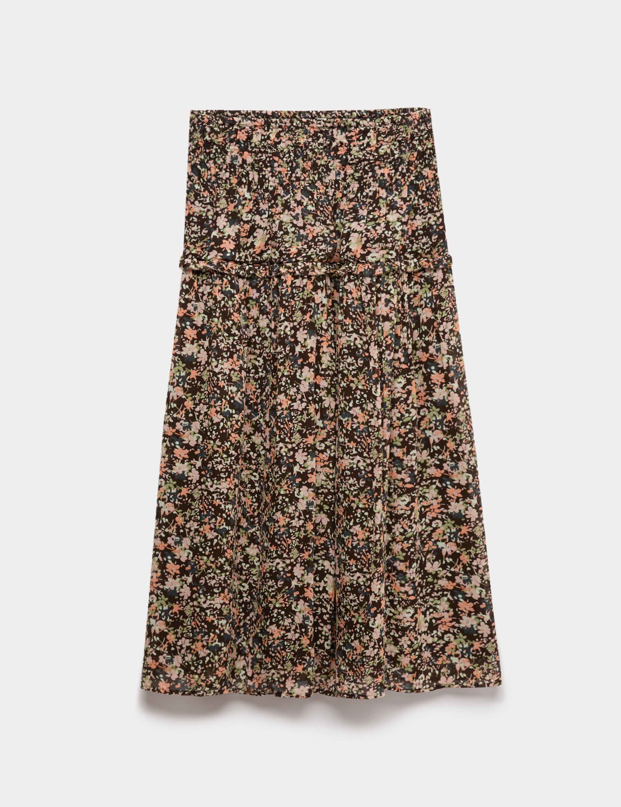 Floral Shirred Waist Maxi Tiered Skirt 2 of 5
