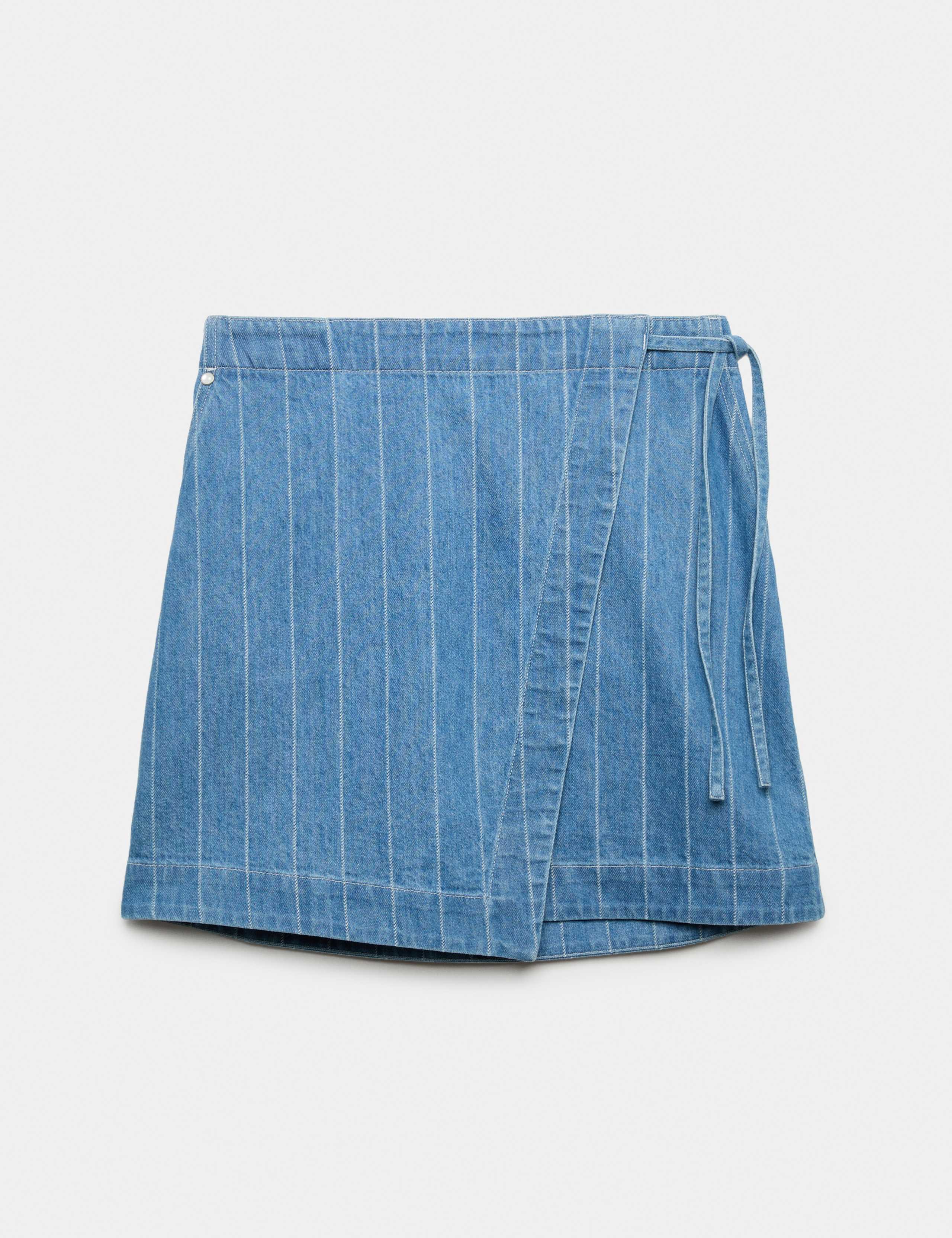 Denim Striped Mini Wrap Skirt 2 of 5