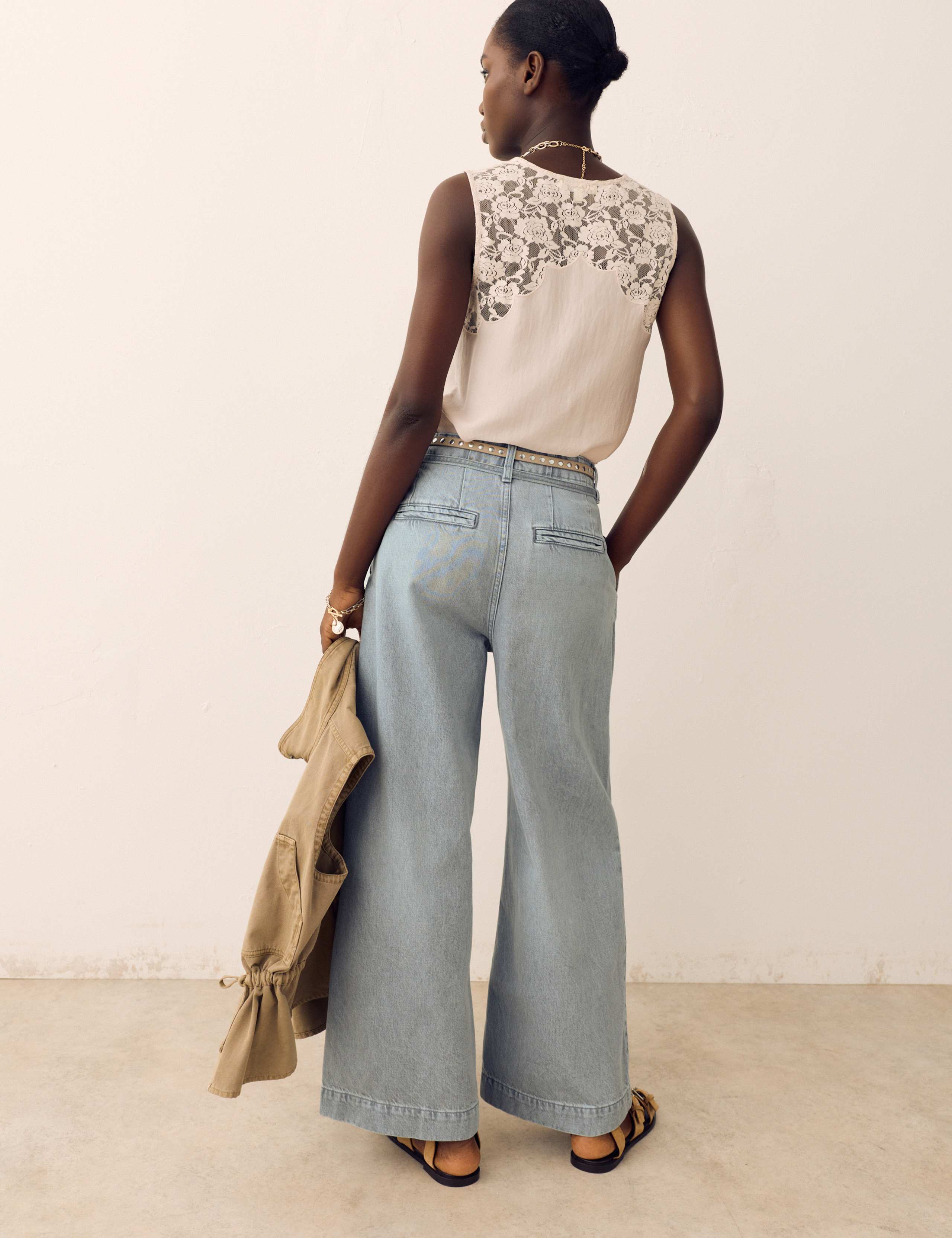 High Waisted Belted Slouchy Wide Leg Jeans 4 of 5