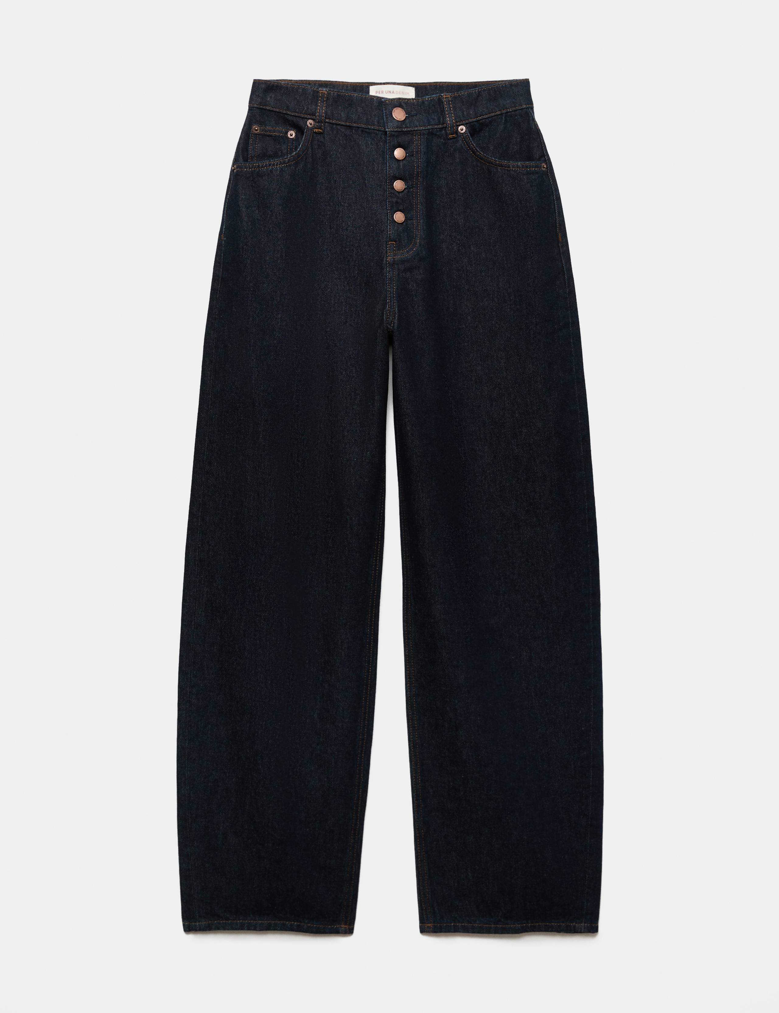 Cotton Rich Pleated High Waisted Barrel Jeans 2 of 5