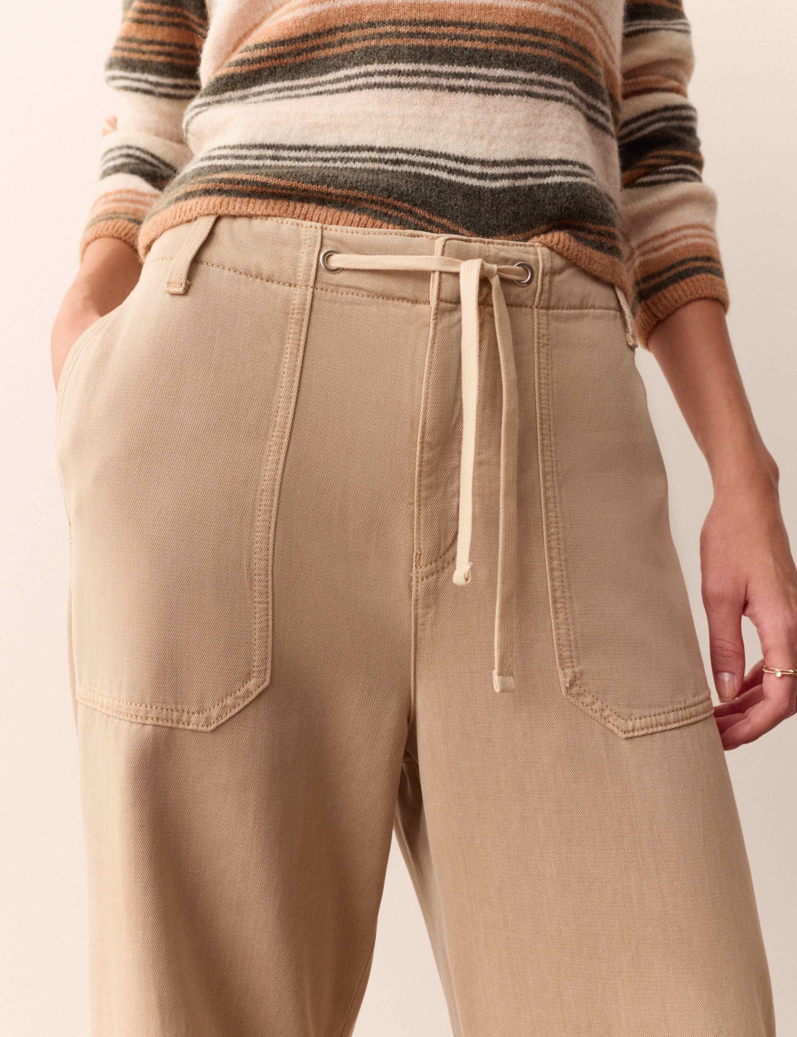 Lyocell Rich Drawstring Straight Leg Trousers 4 of 6