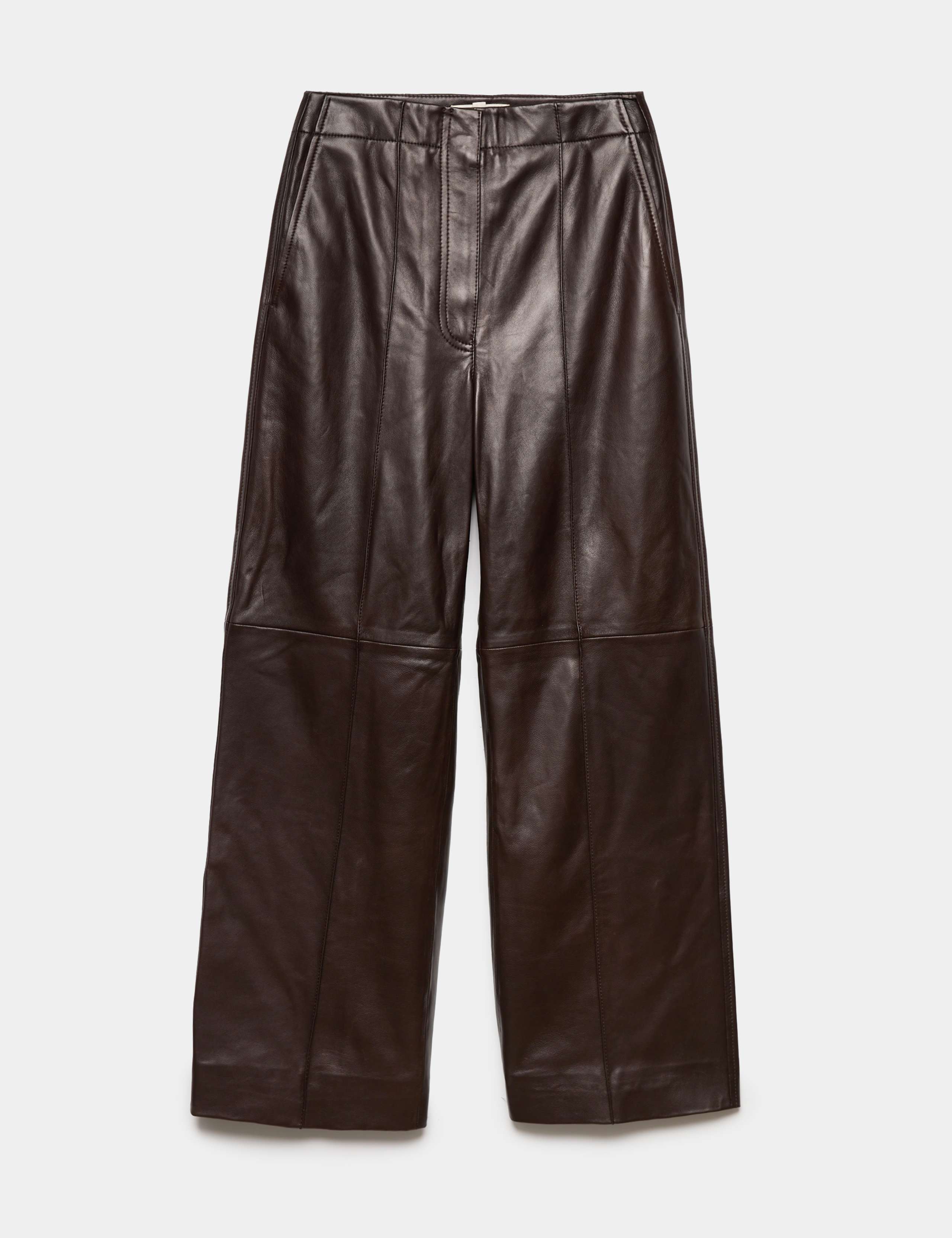 Leather Pintuck Straight Leg Trousers 1 of 1