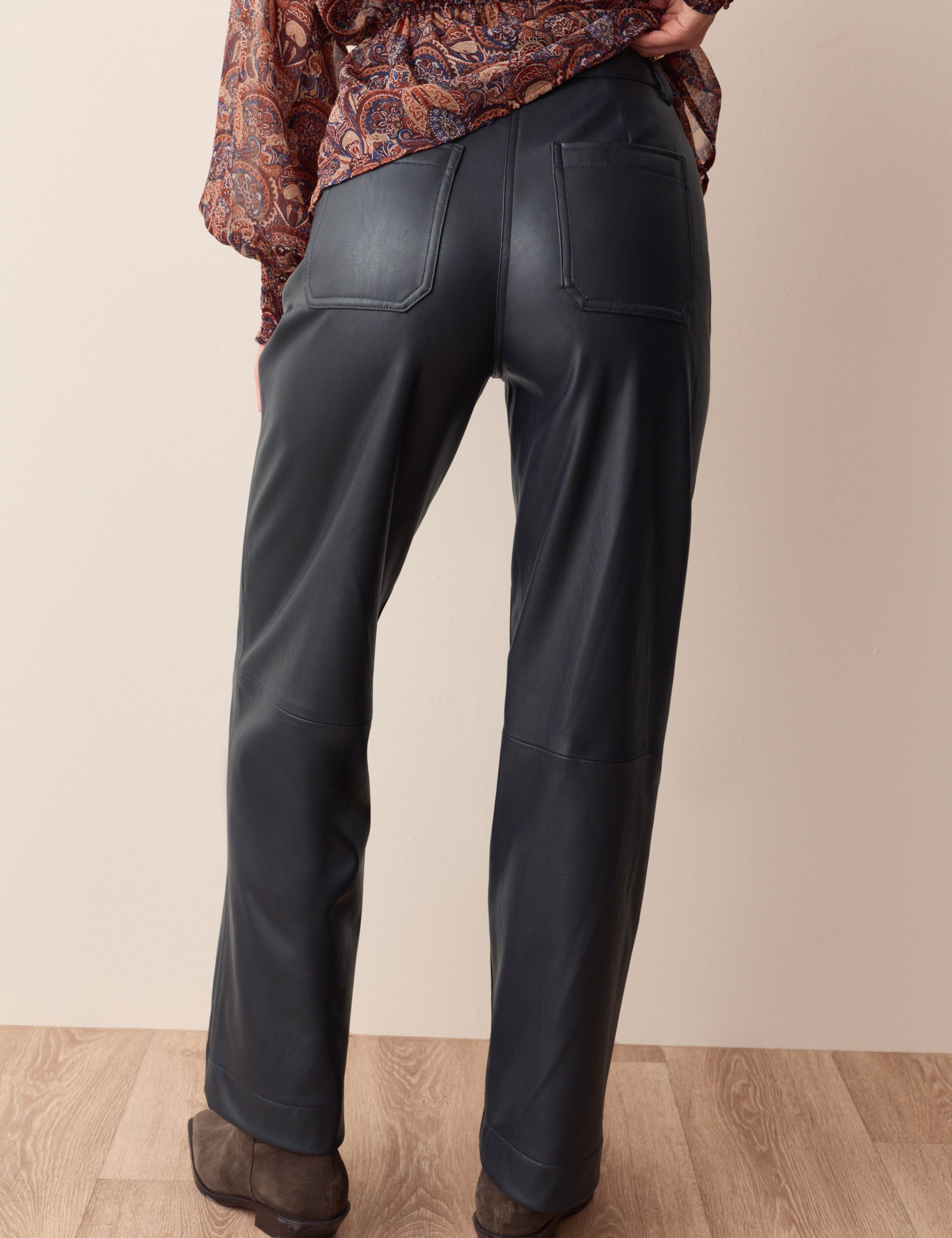 Leather Look Patch Pocket Straight Leg Trousers 4 of 6