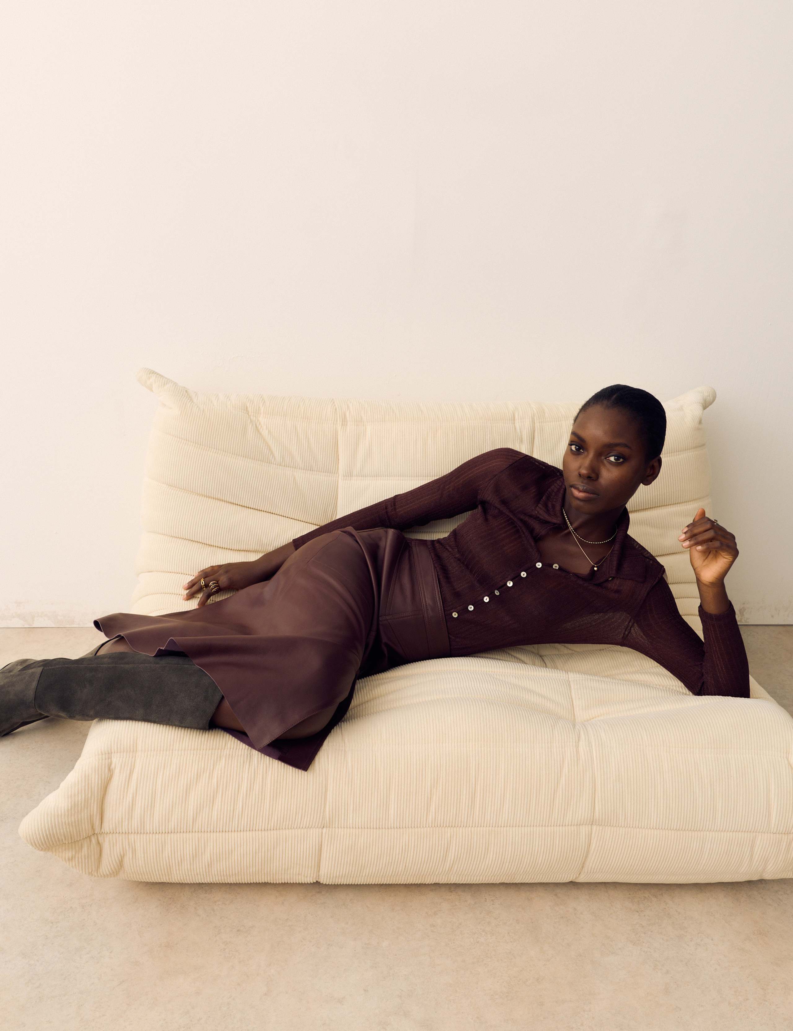 Leather Panelled Midi Column Skirt 3 of 6