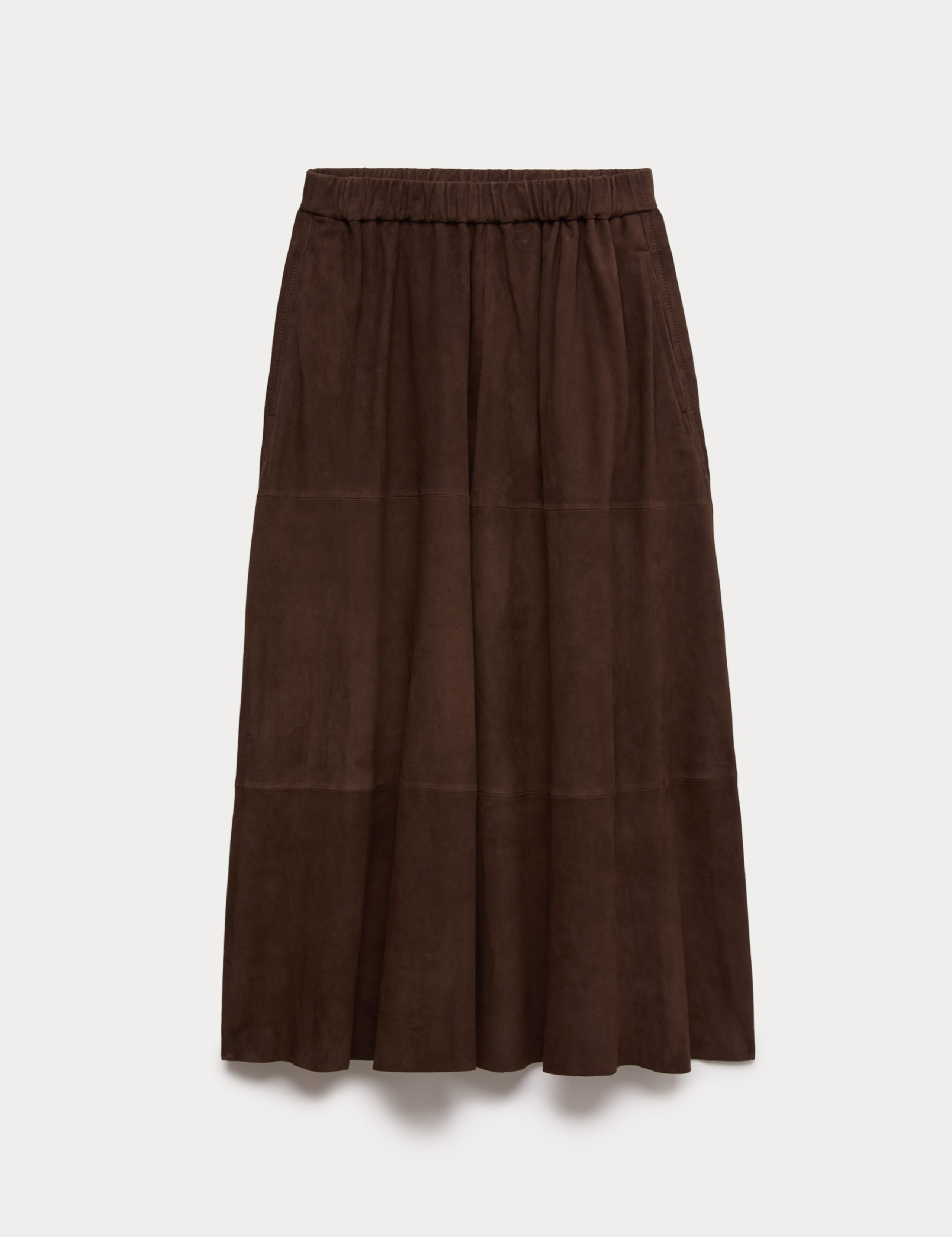 Suede Pleated Midi Skirt 2 of 5