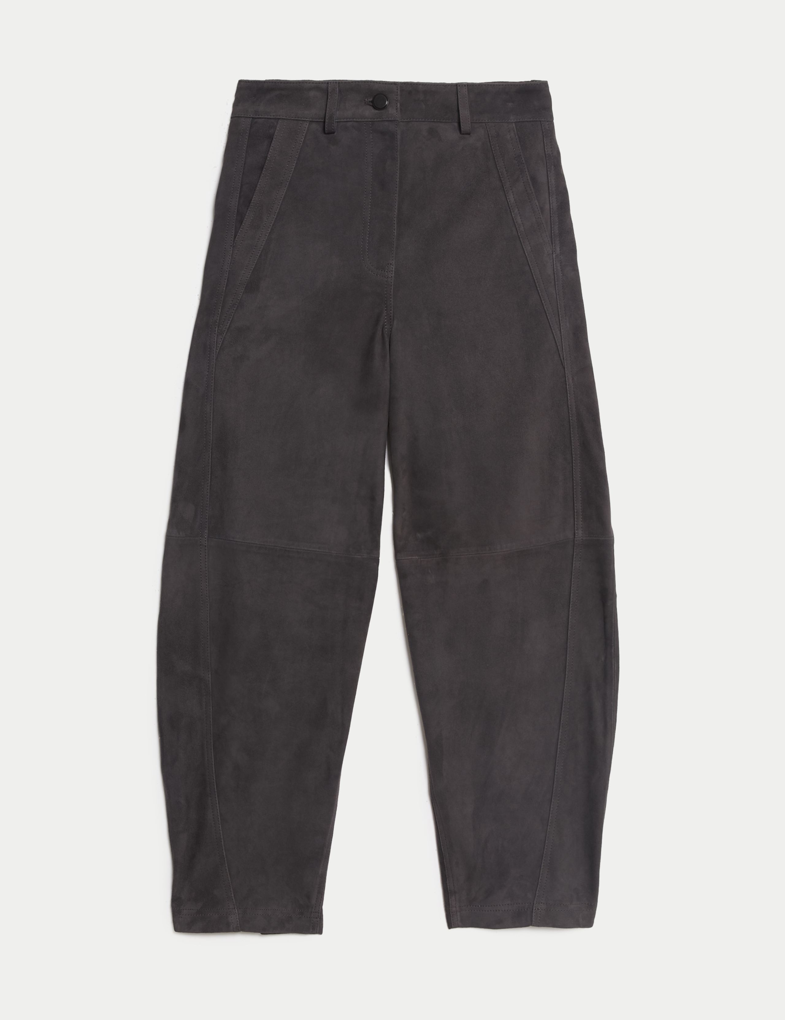 Suede Seam Detail Barrel Leg Trousers 2 of 4