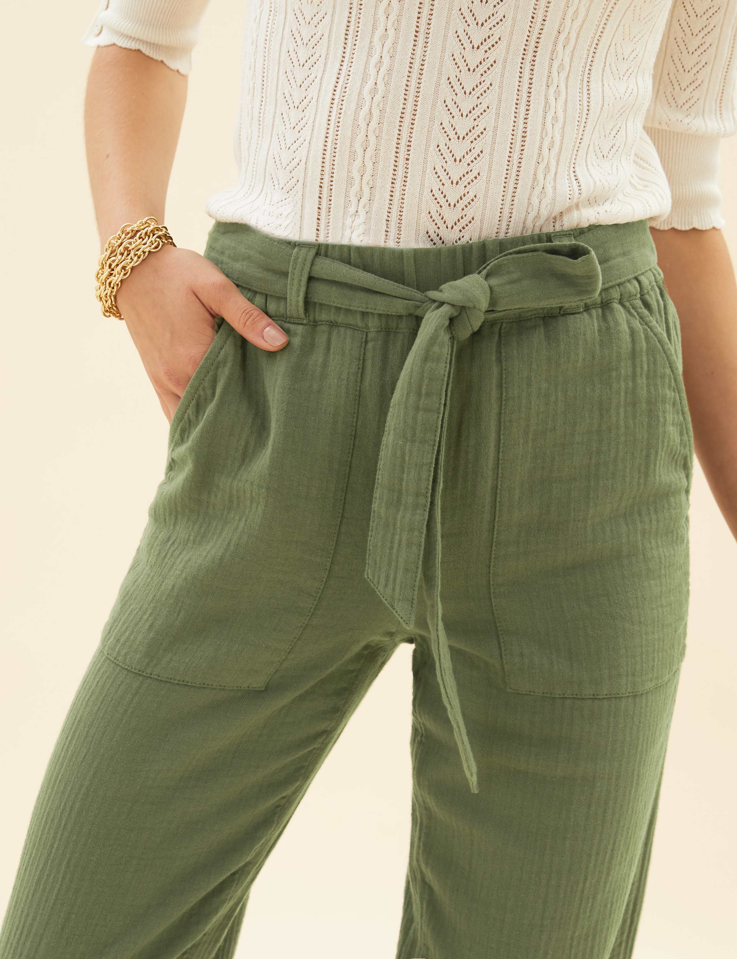 Pure Cotton Tapered Ankle Grazer Trousers 4 of 6