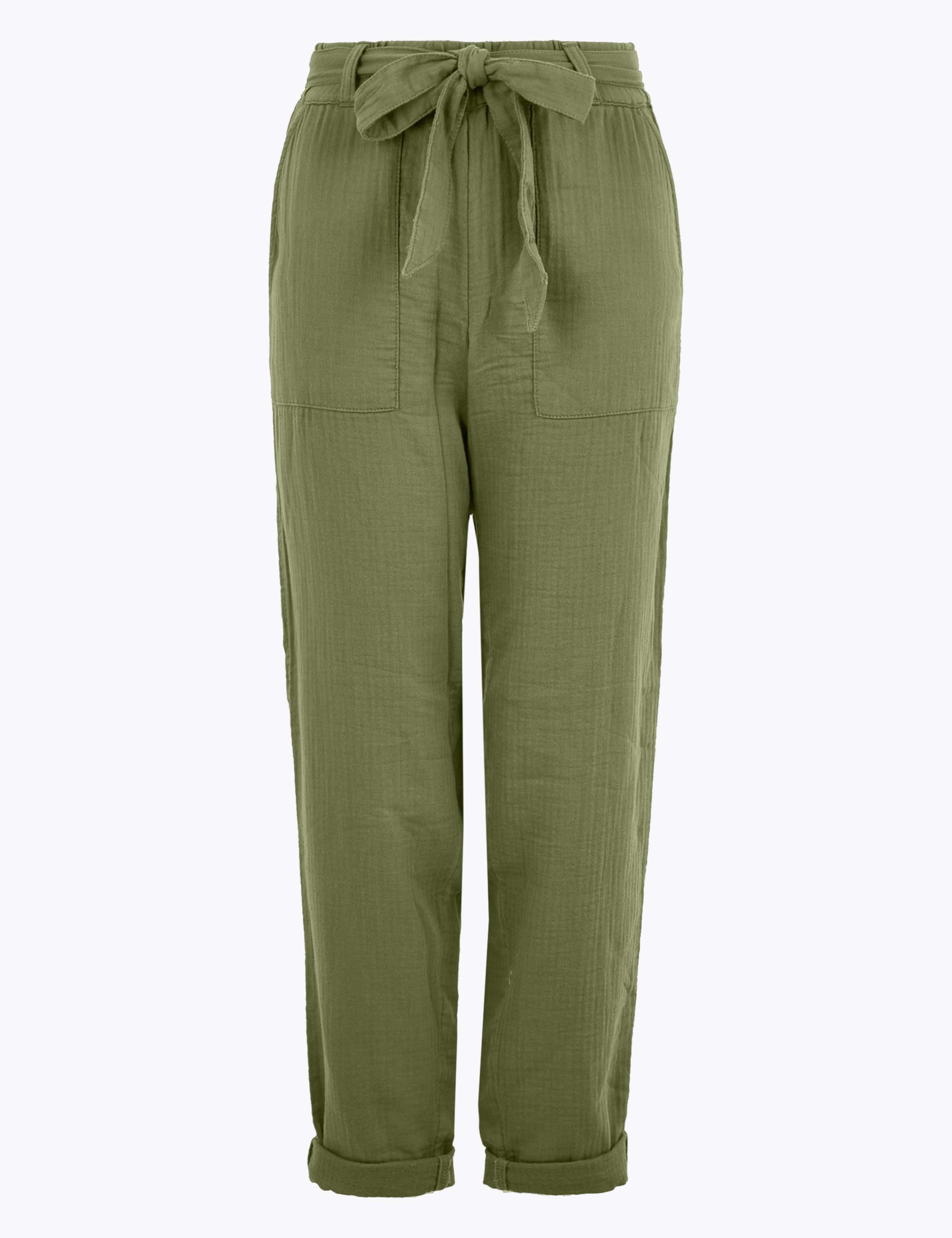 Pure Cotton Tapered Ankle Grazer Trousers 2 of 6