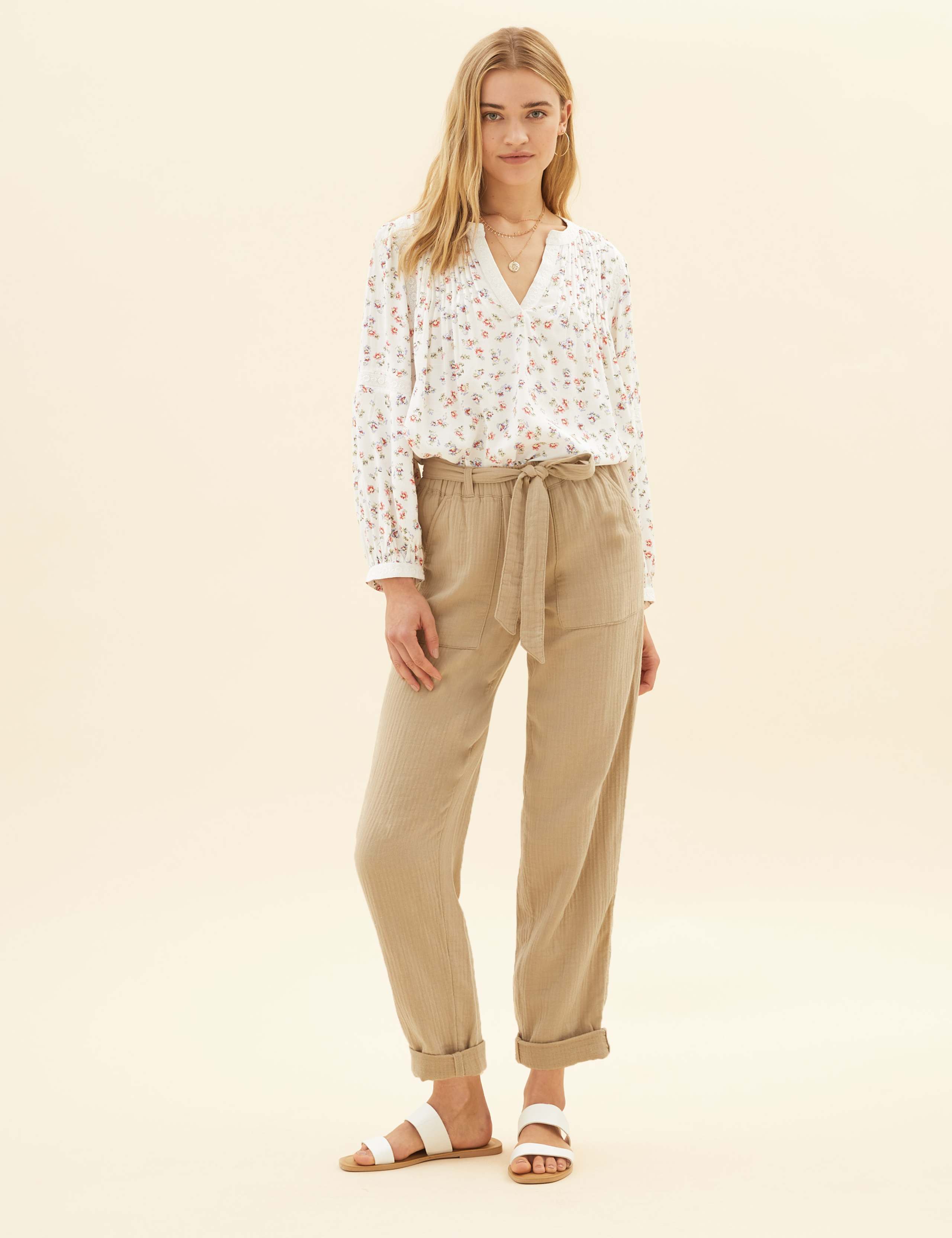 Pure Cotton Tapered Ankle Grazer Trousers 3 of 7