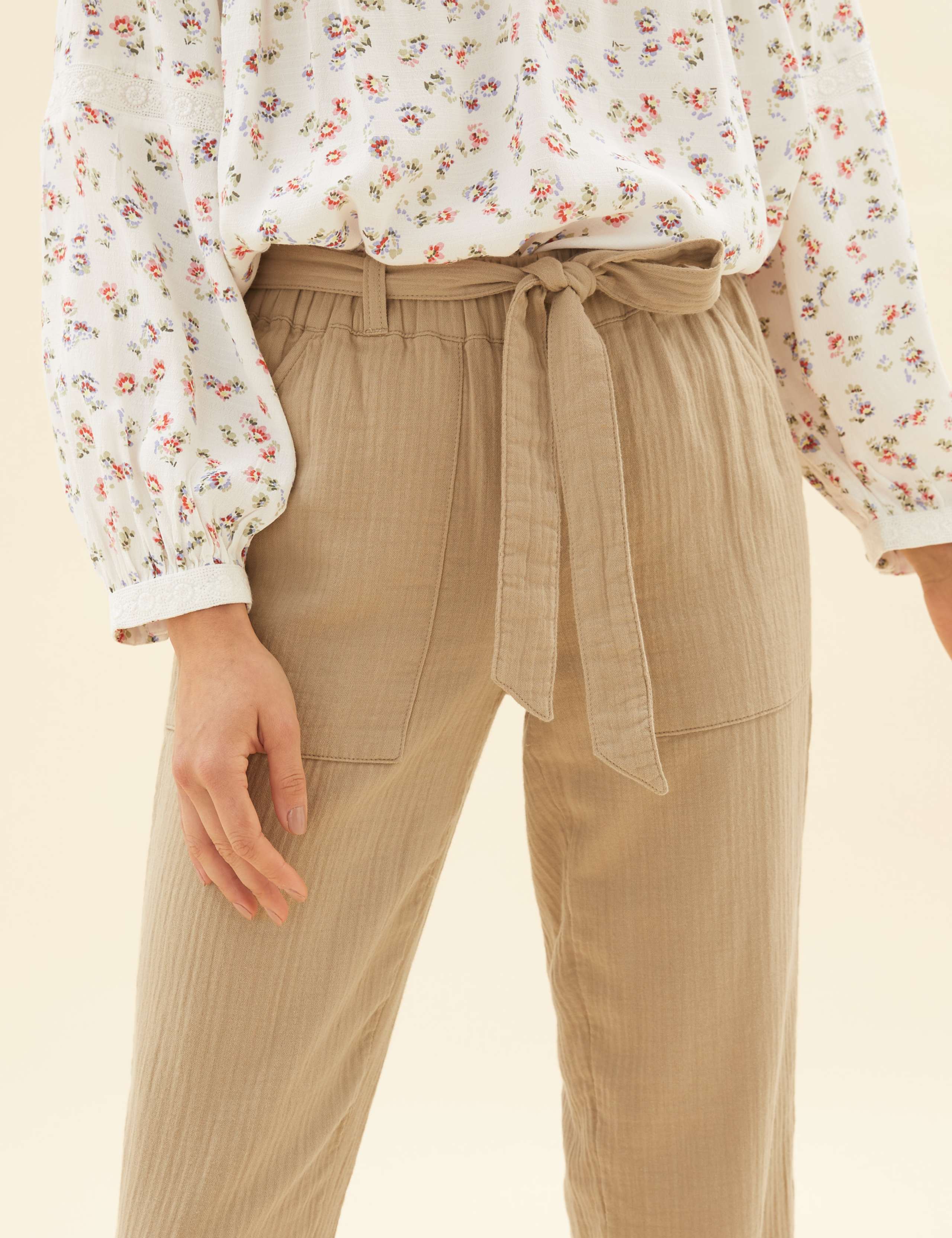 Pure Cotton Tapered Ankle Grazer Trousers 4 of 7