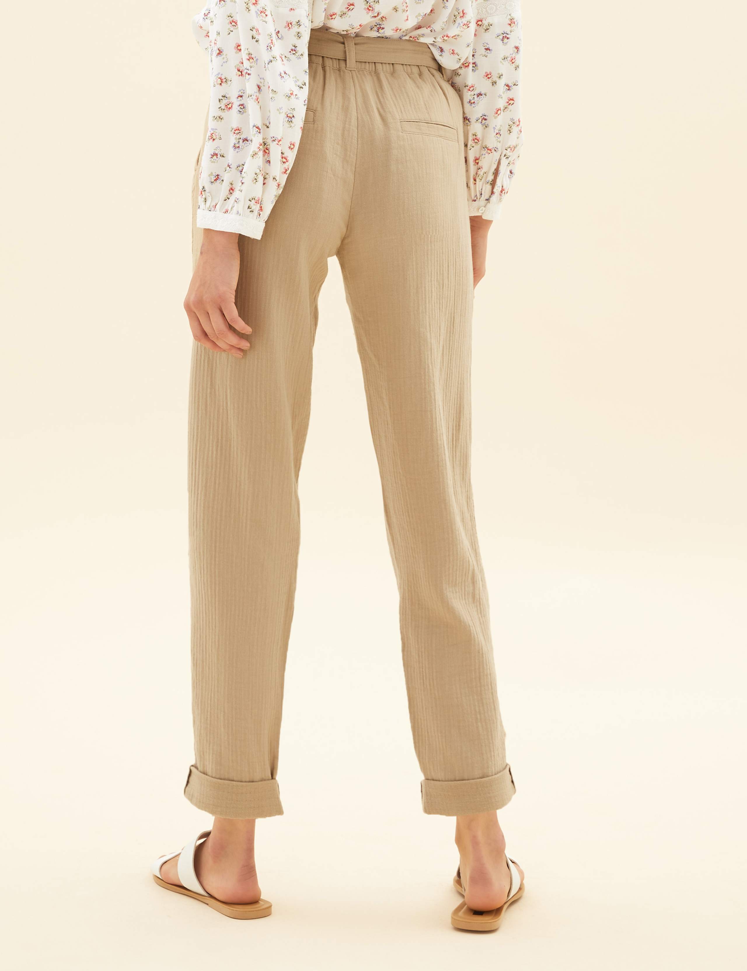 Pure Cotton Tapered Ankle Grazer Trousers 6 of 7