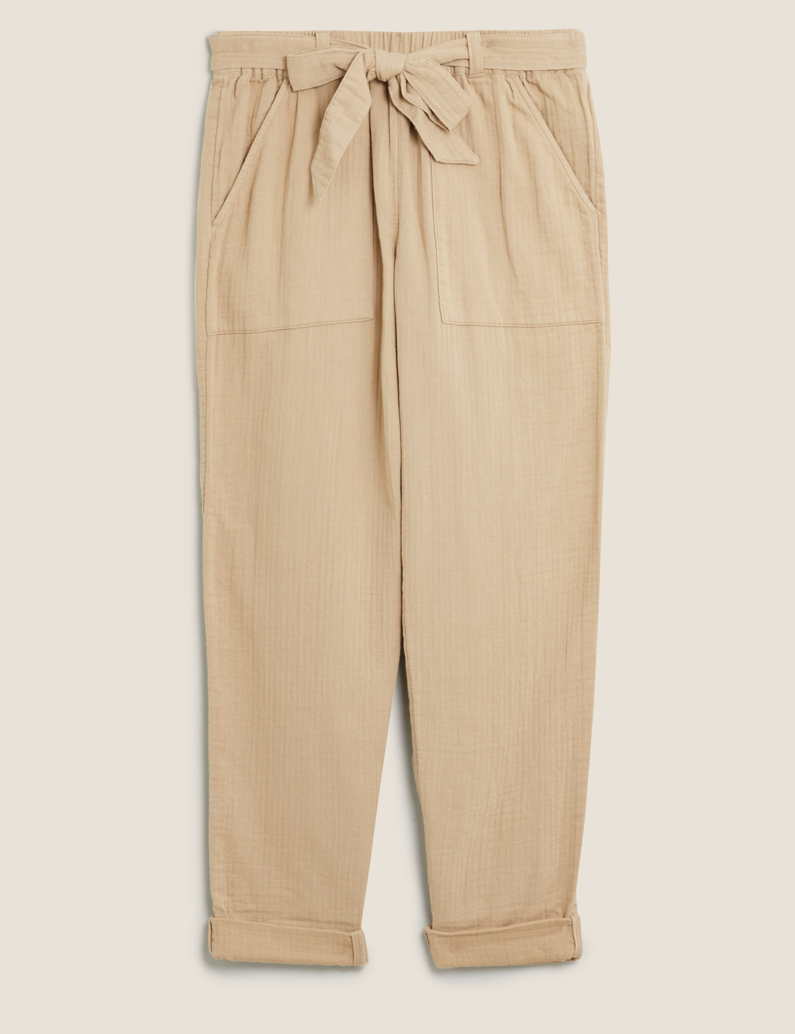 Pure Cotton Tapered Ankle Grazer Trousers 2 of 7