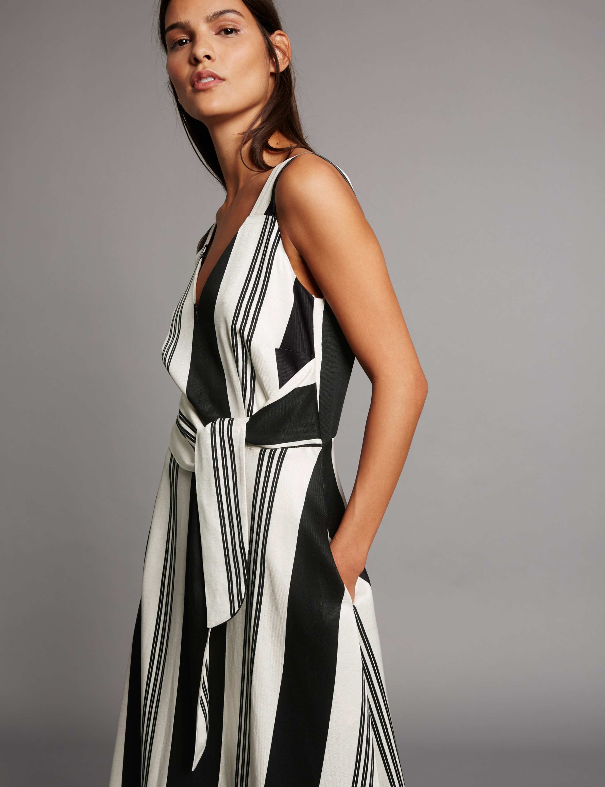 Striped Tie Detail Shift Midi Dress 3 of 5
