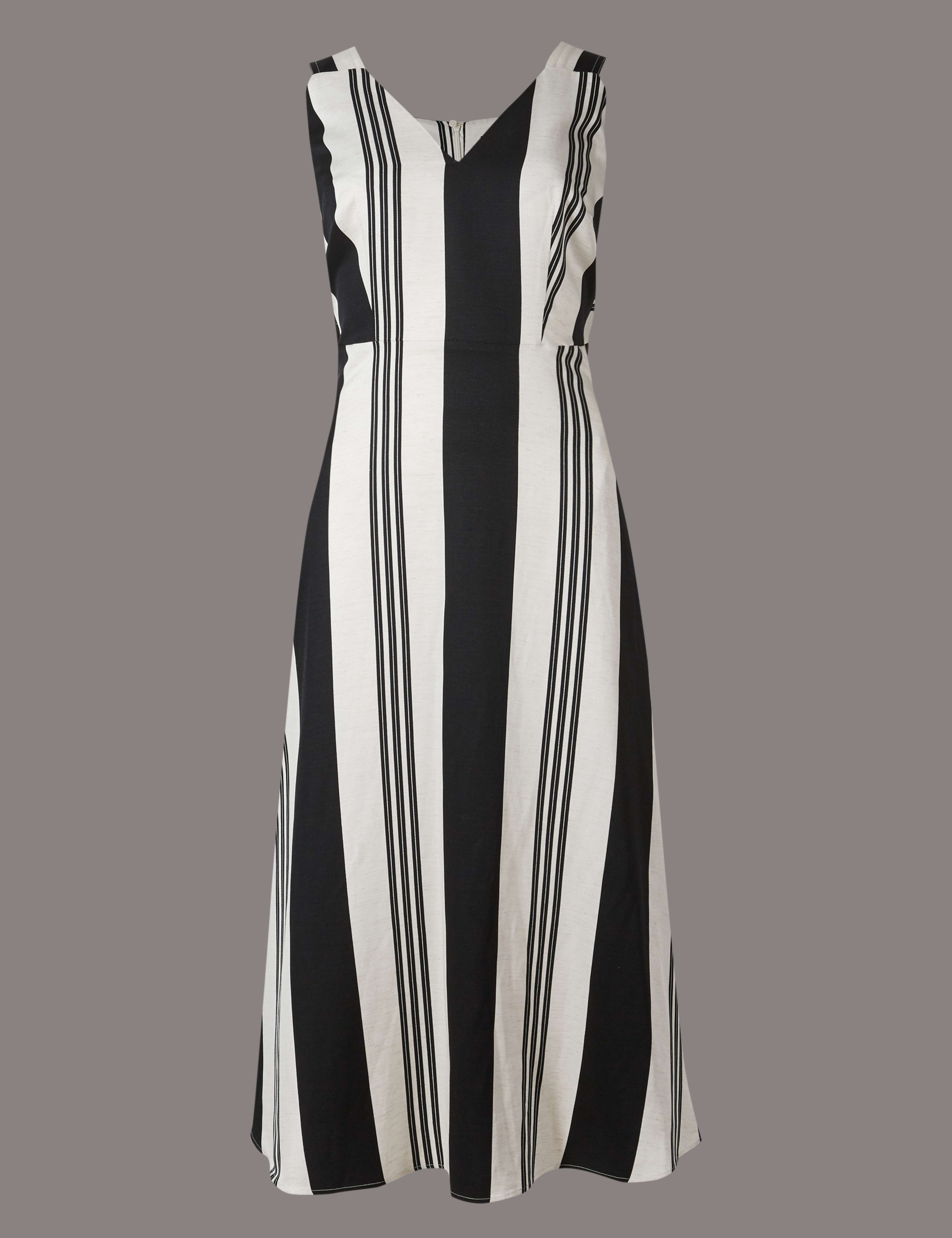 Striped Tie Detail Shift Midi Dress 2 of 5