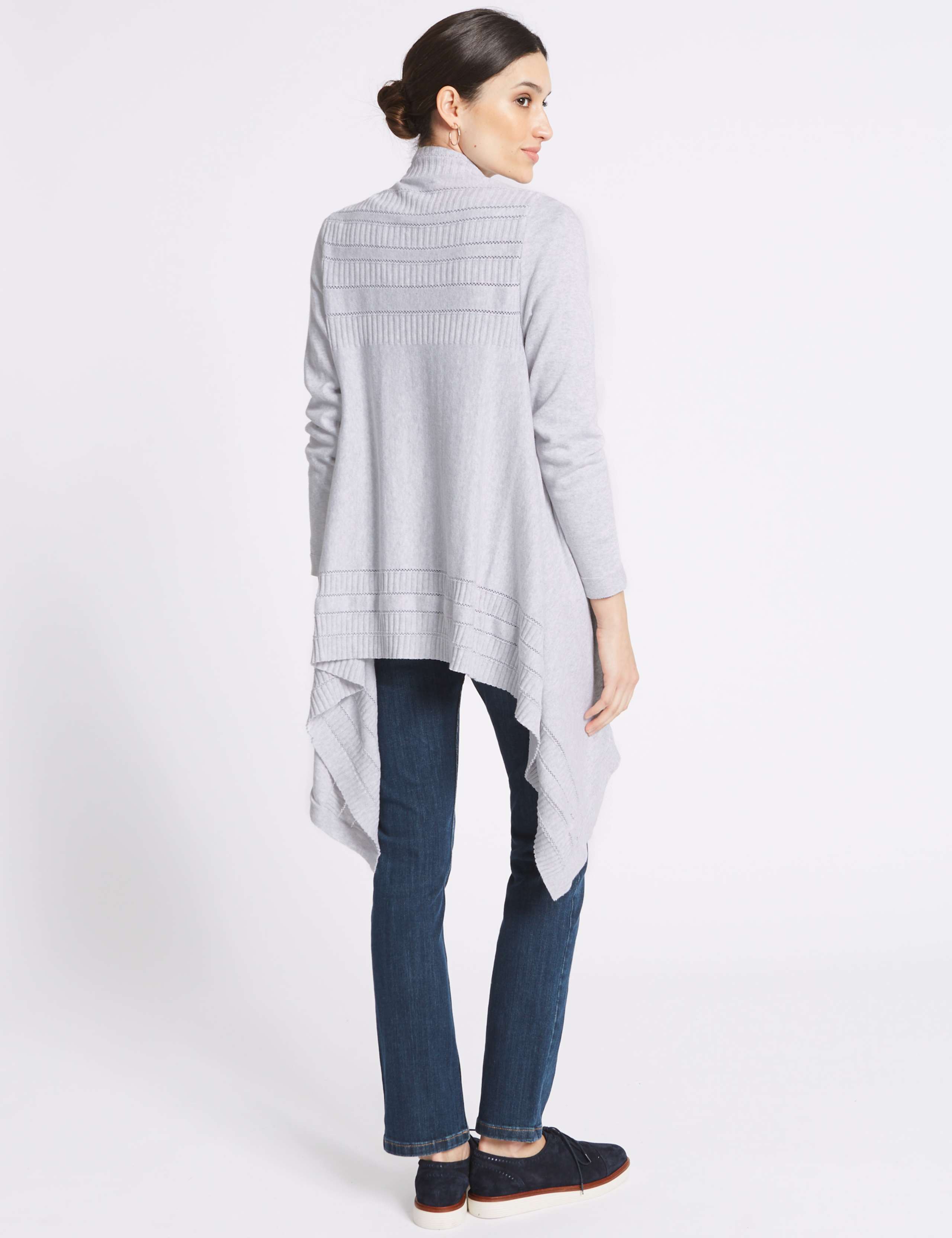 Pure Cotton Textured Waterfall Cardigan 4 of 4