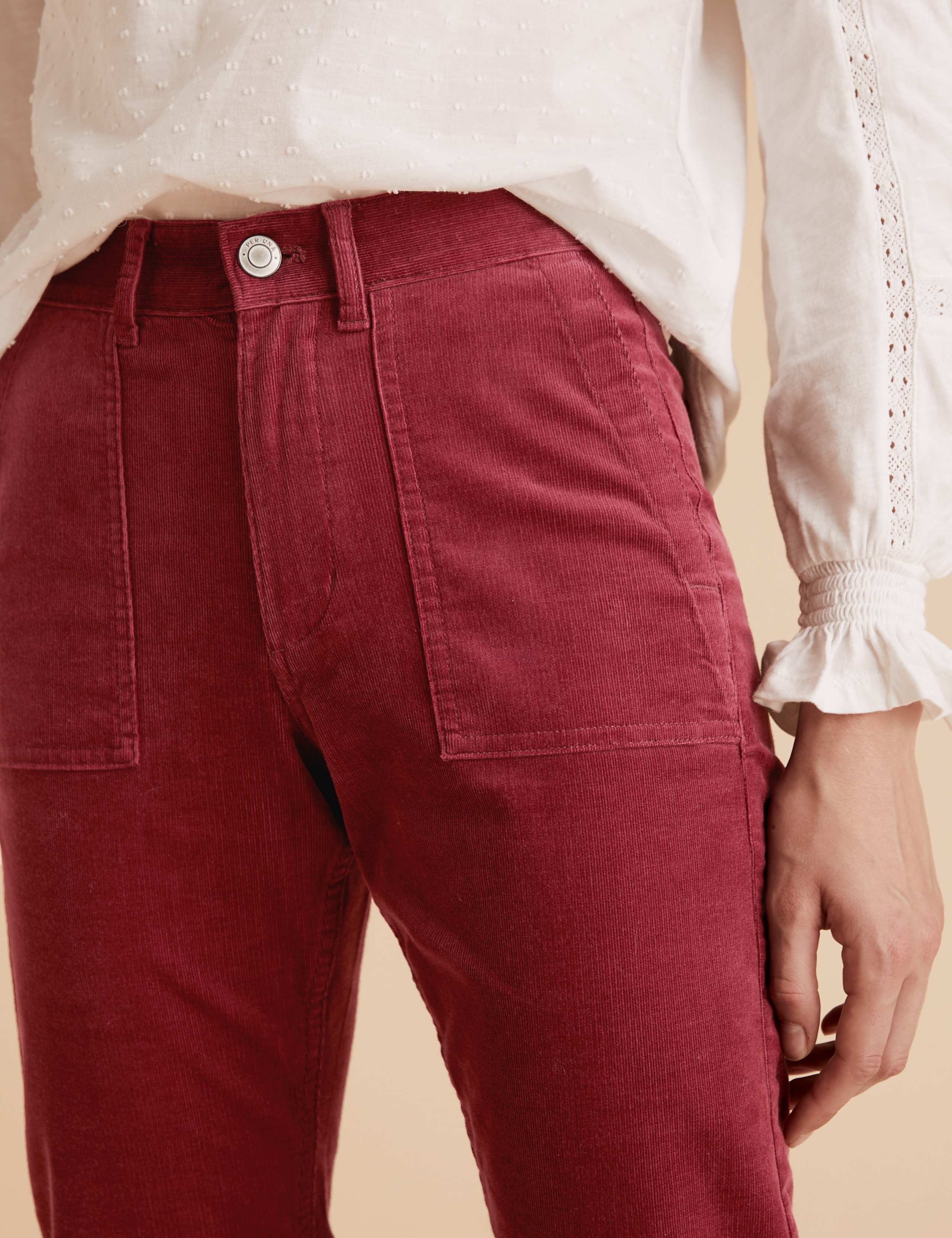 Corduroy Straight Leg Ankle Grazer Trousers 3 of 5