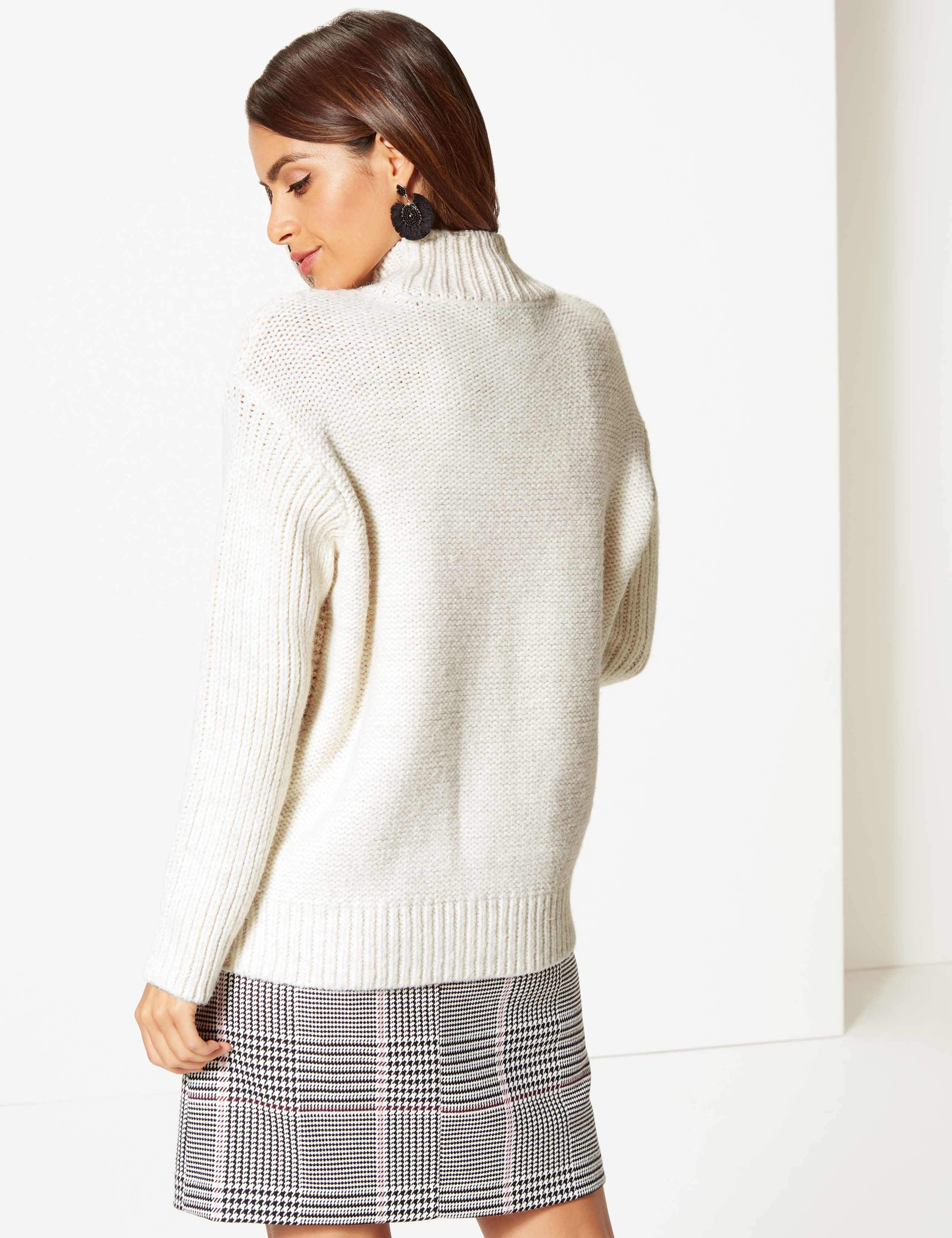 Fringe Cable Knit Funnel Neck Jumper 4 of 4