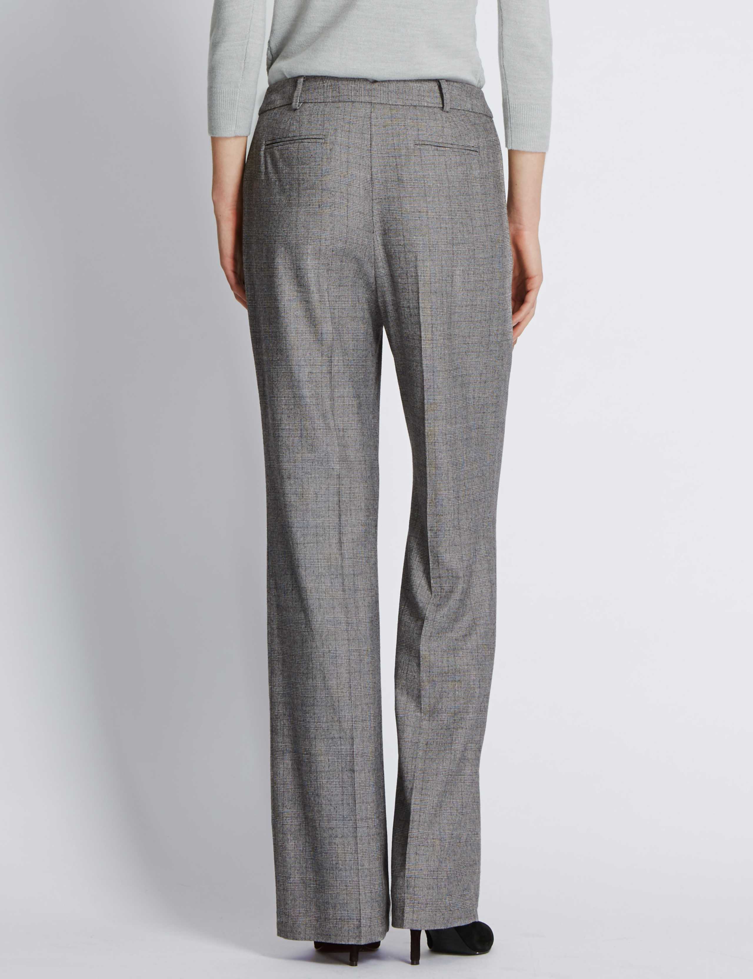 Roma Rise Checked Wide Leg Trousers with Wool 3 of 3