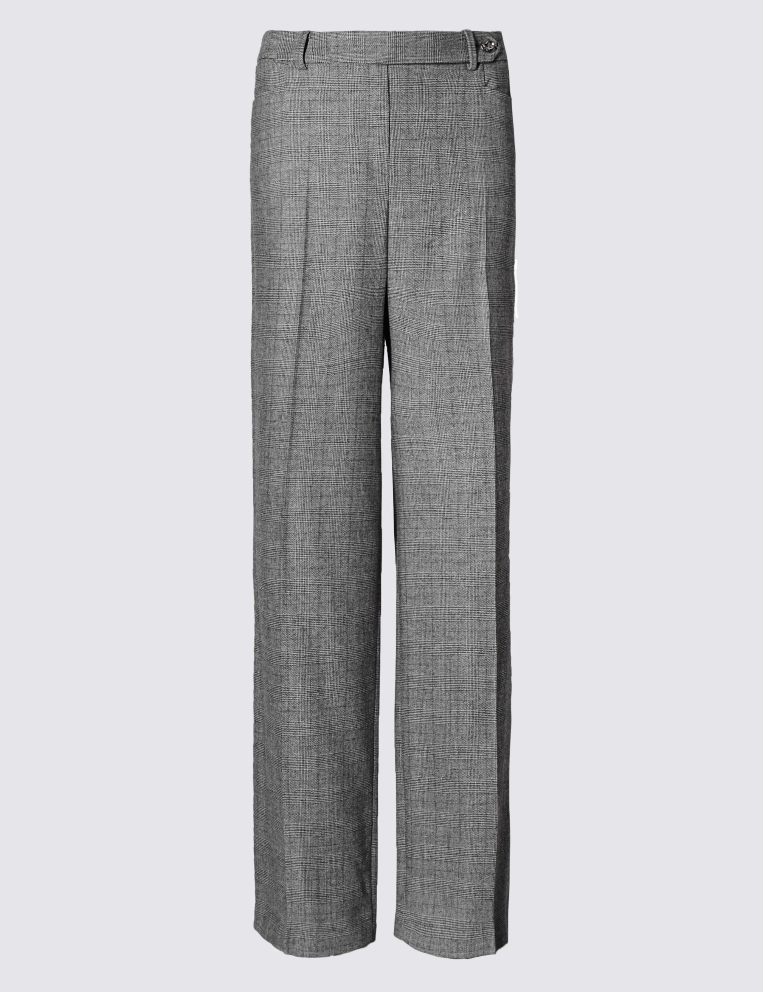 Roma Rise Checked Wide Leg Trousers with Wool 2 of 3