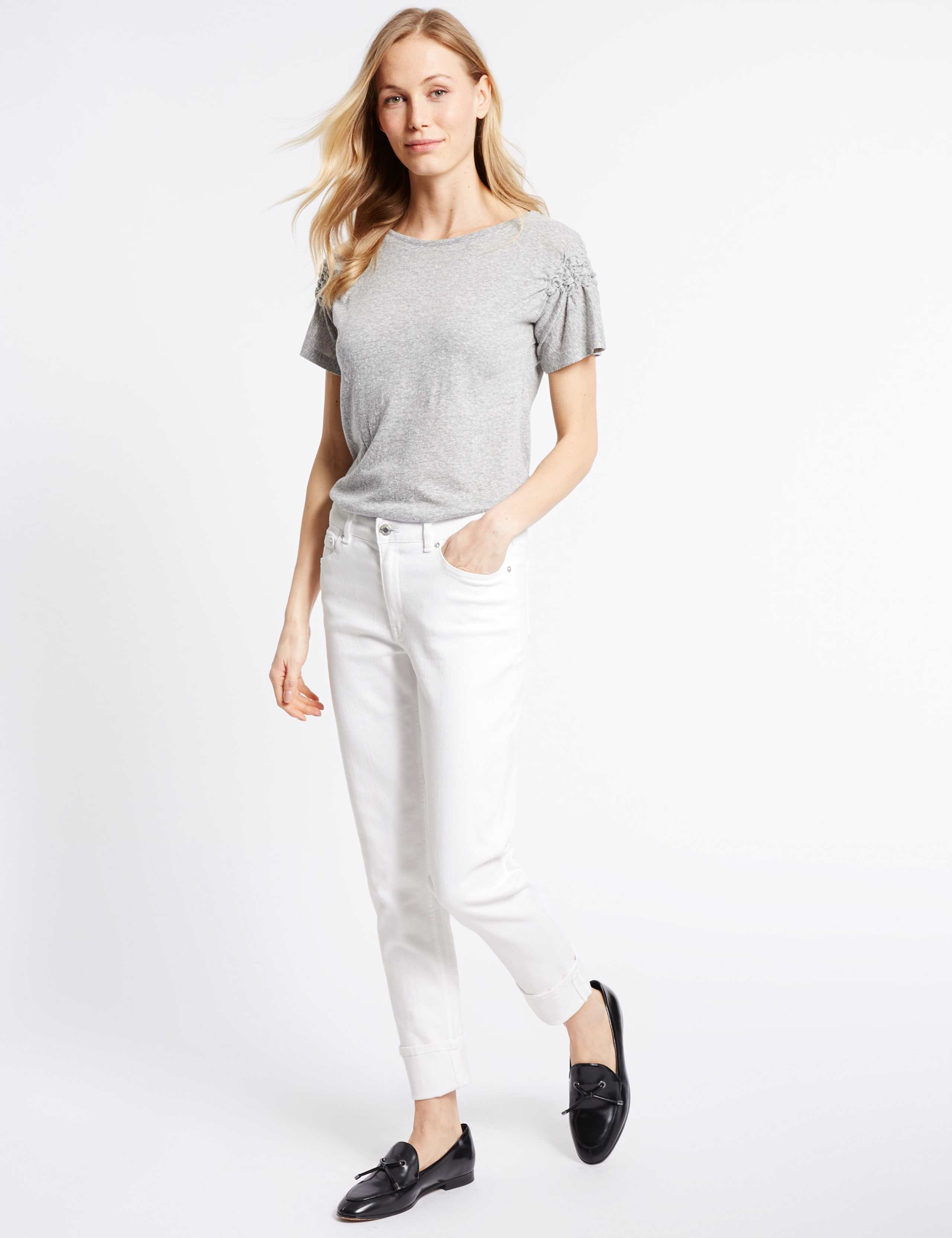 Turn Up Mid Rise Slim Leg Jeans 1 of 6