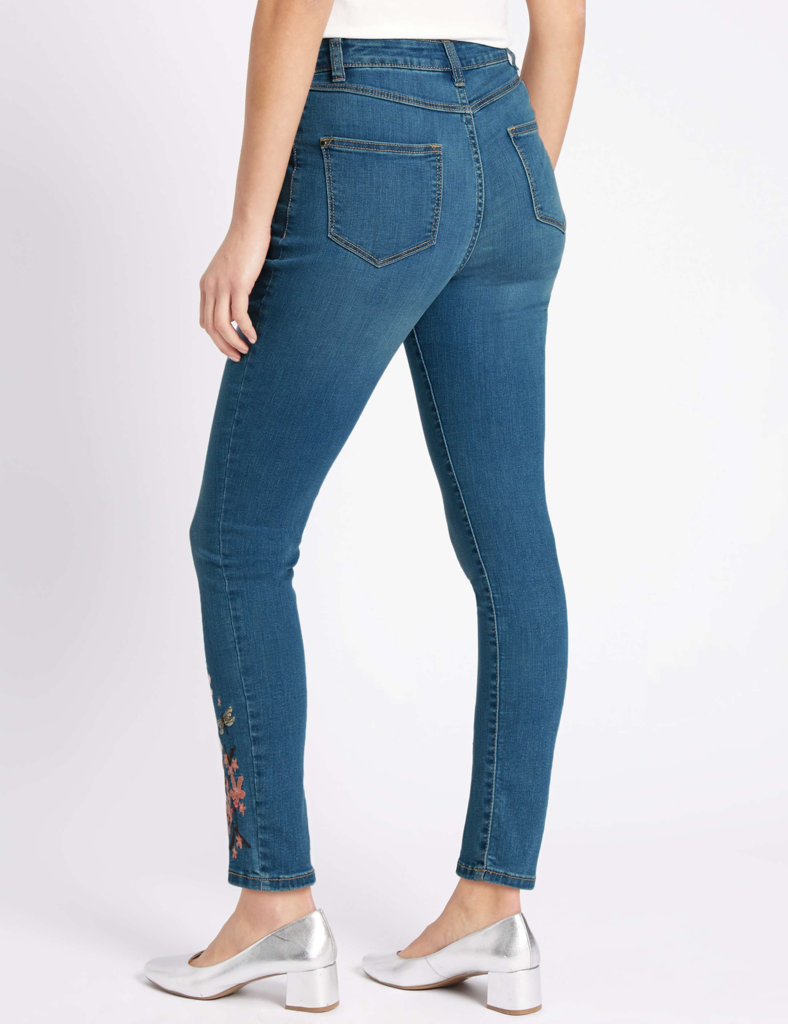 Embroidered Roma Rise Skinny Leg Jeans 4 of 6