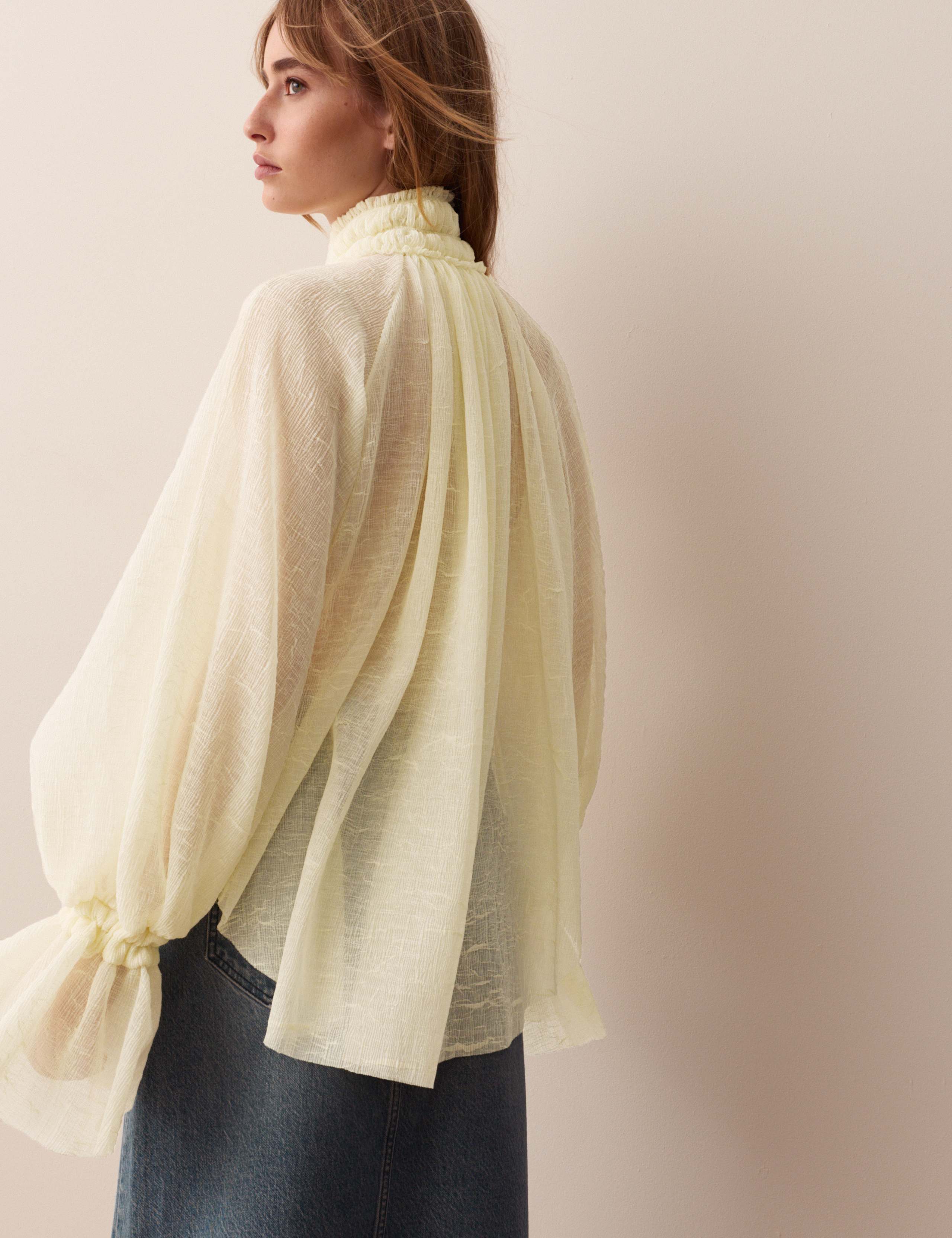 Pleat Gathered High Neck Blouse 3 of 6