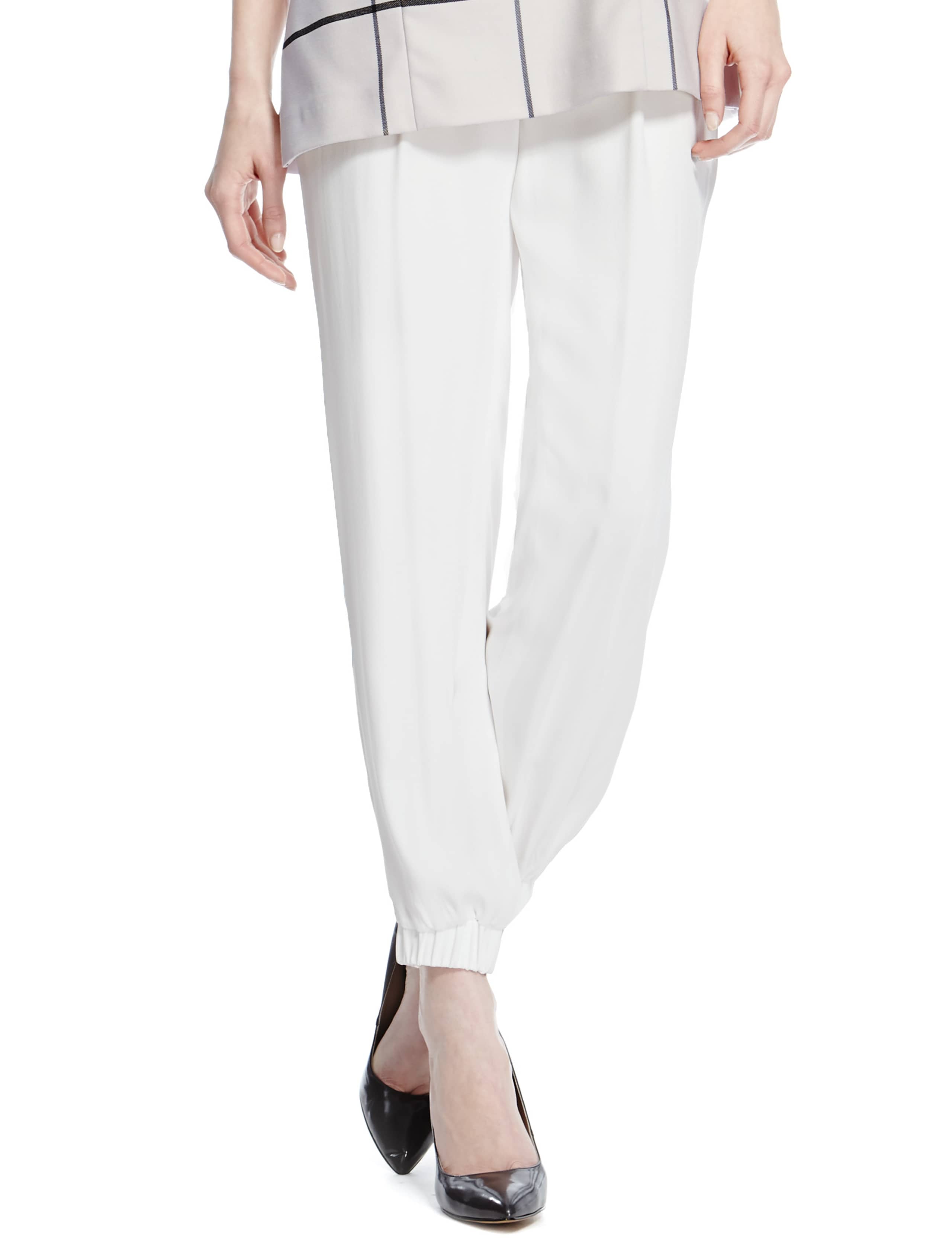 Elasticated Waist Crêpe Cuffed Pants 1 of 4