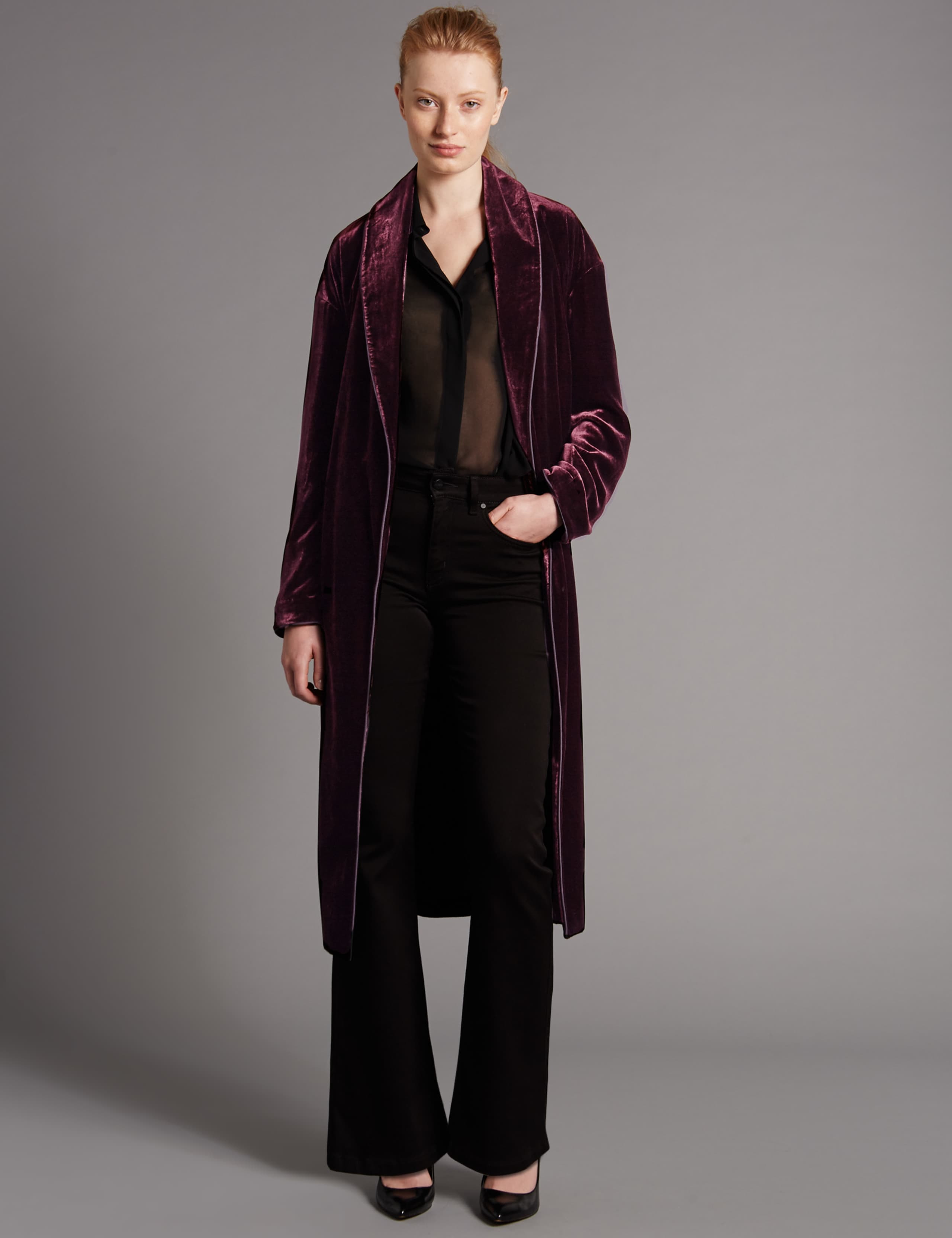 Velvet Belted 2 Pocket Coat 1 of 4