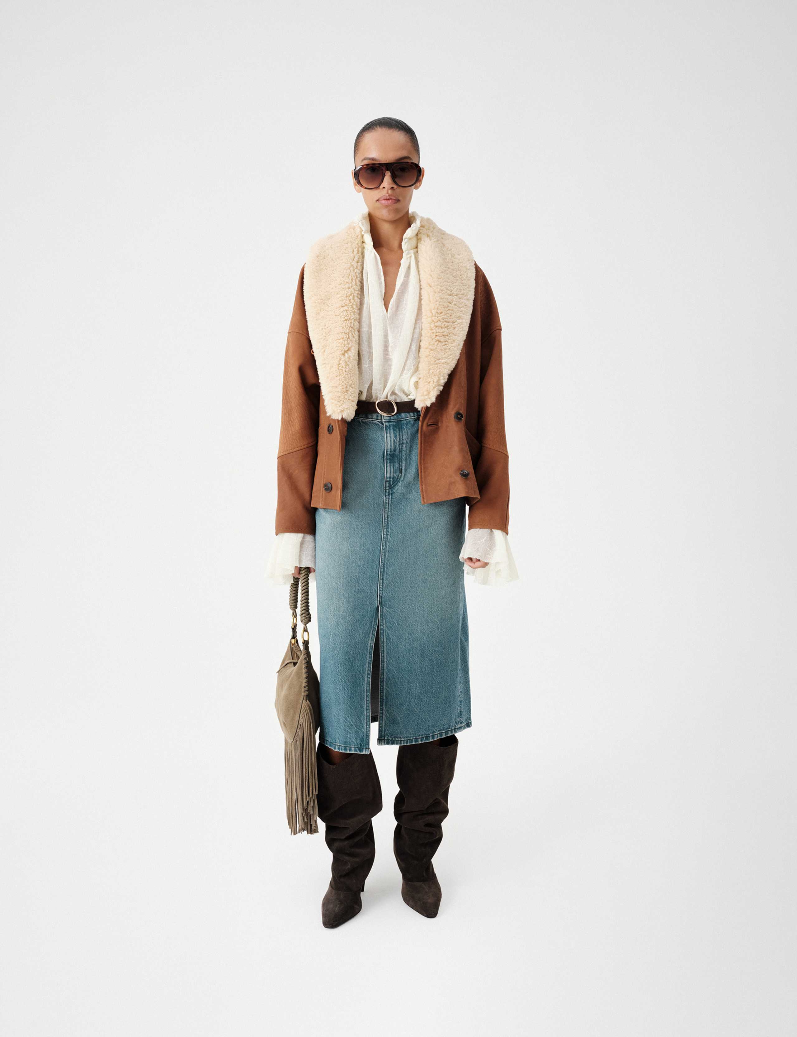 Leather Aged Relaxed Shawl Collar Jacket 3 of 7