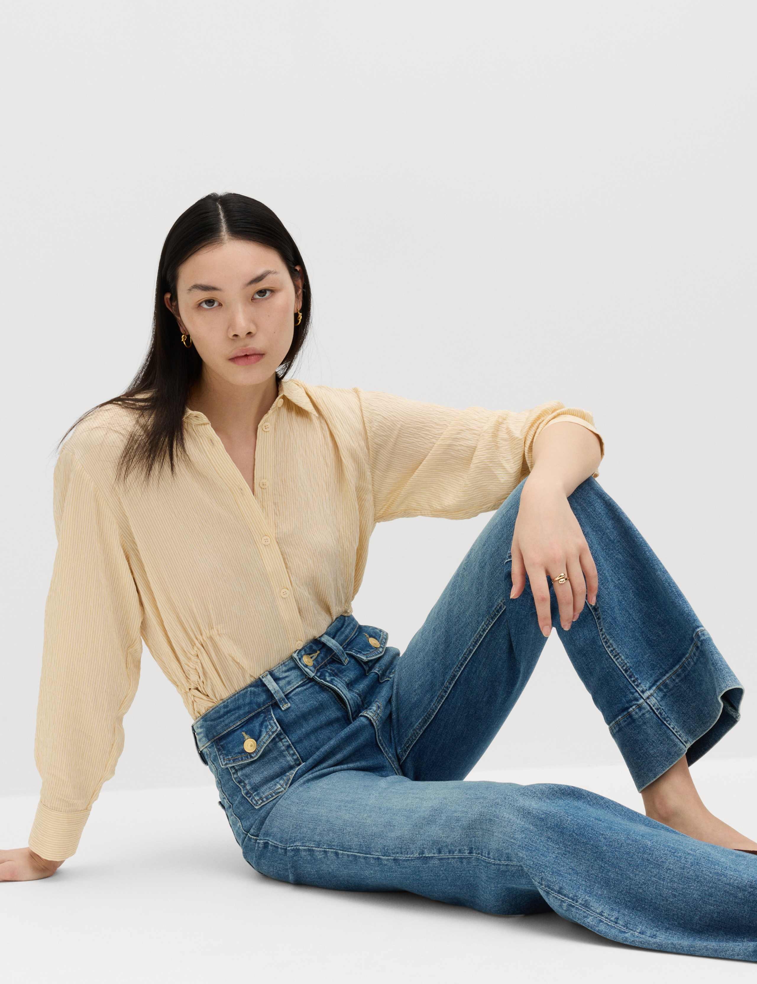 High Waisted Patch Pocket Flared Jeans 6 of 7