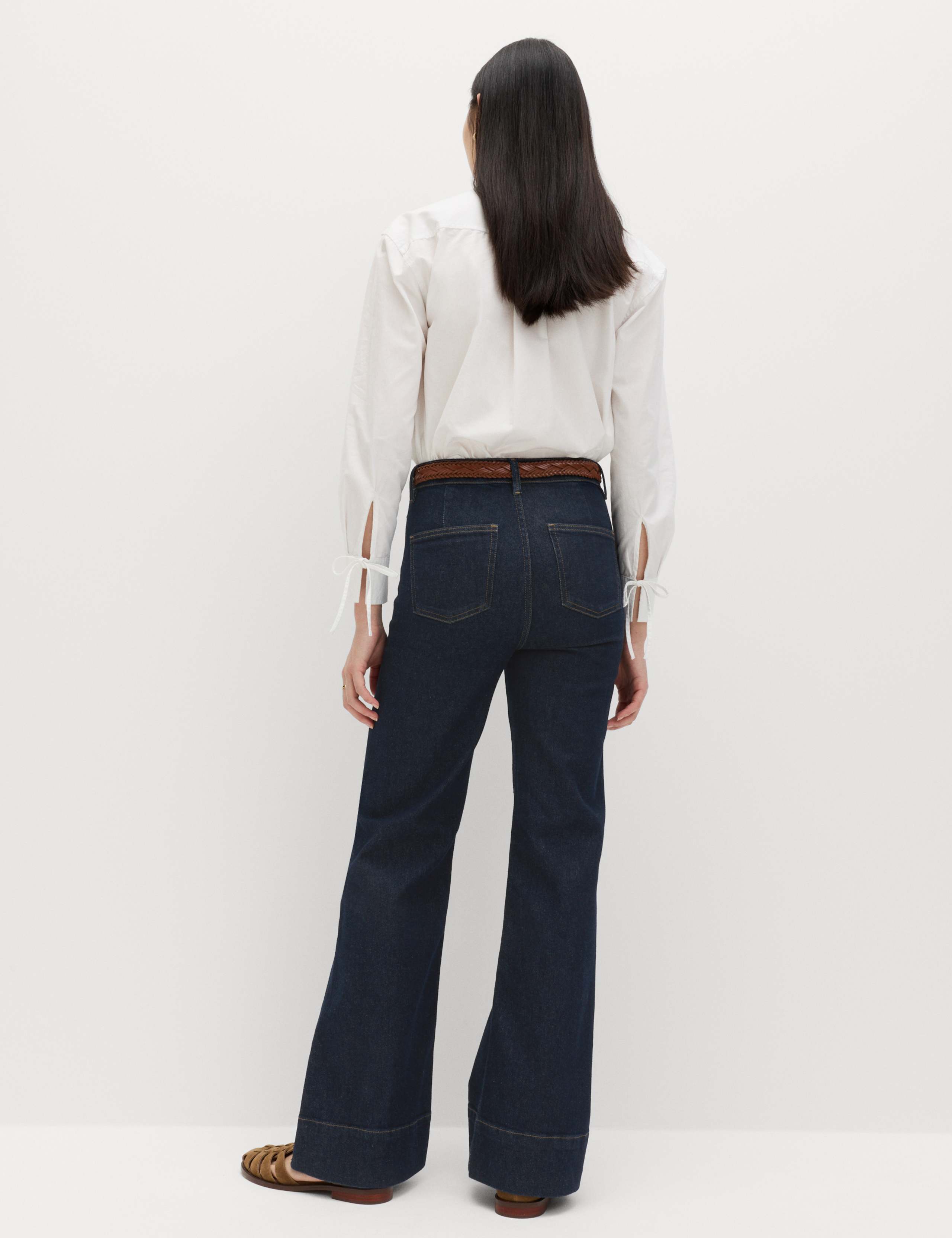 High Waisted Patch Pocket Flared Jeans 4 of 7