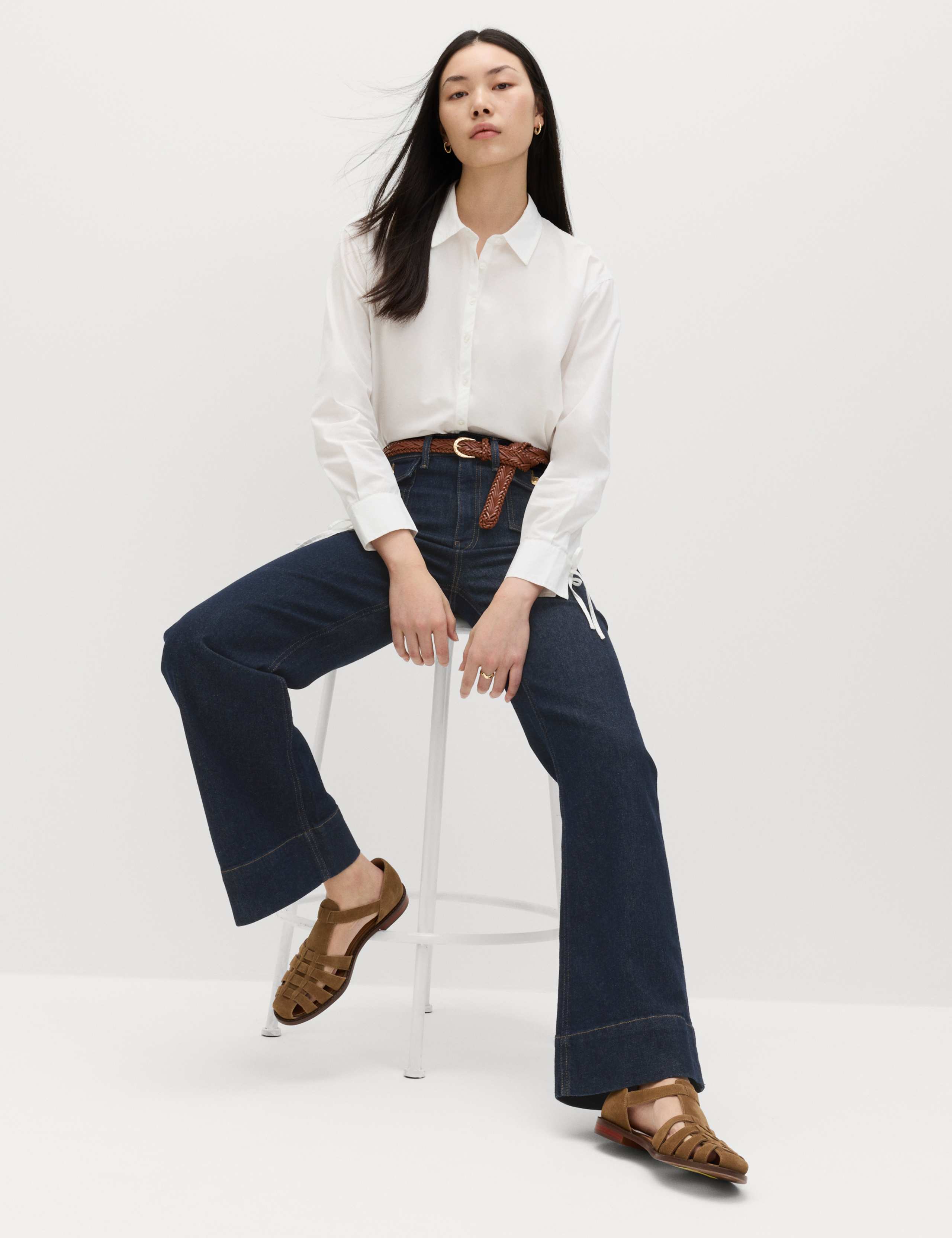 High Waisted Patch Pocket Flared Jeans 5 of 7