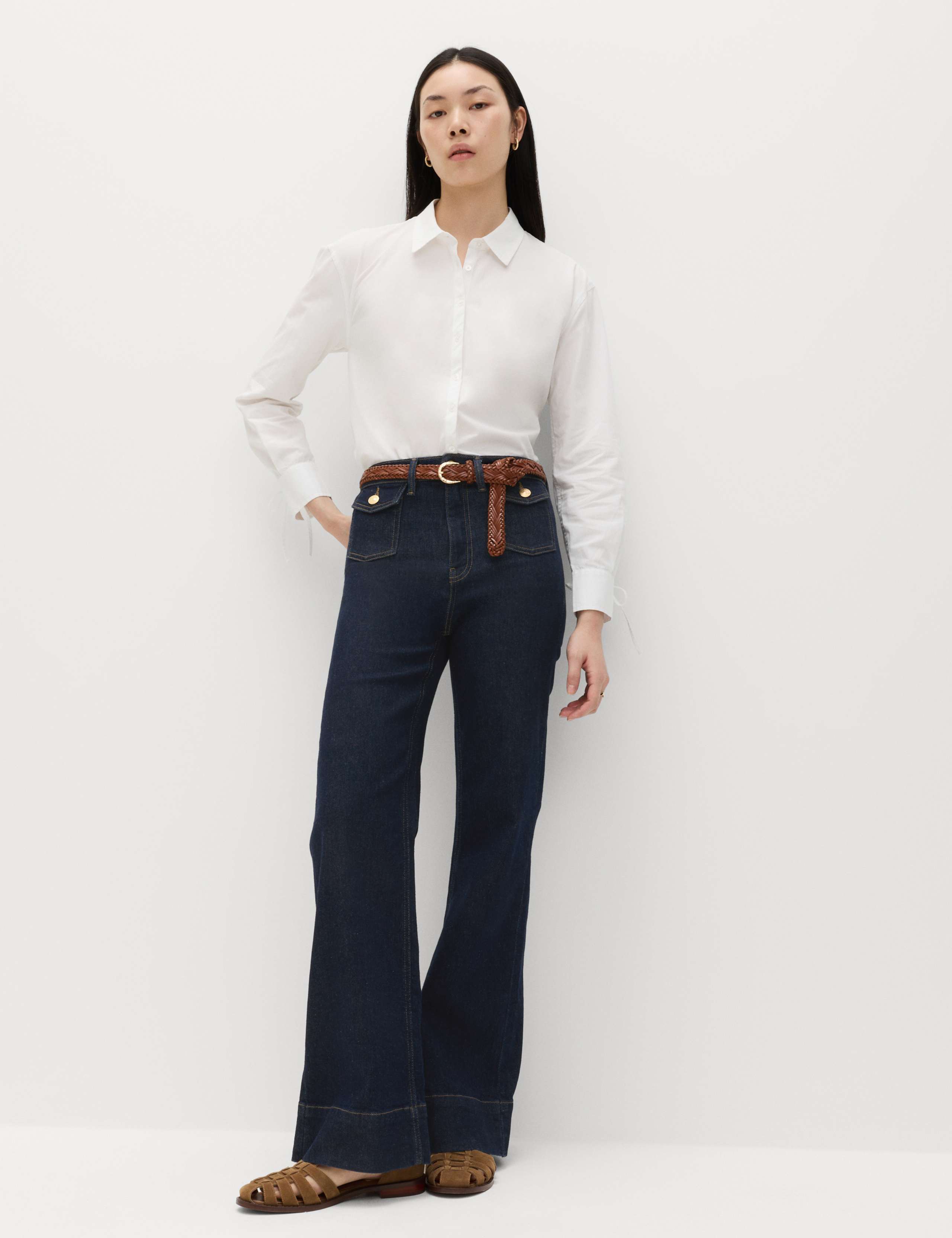 High Waisted Patch Pocket Flared Jeans 7 of 7