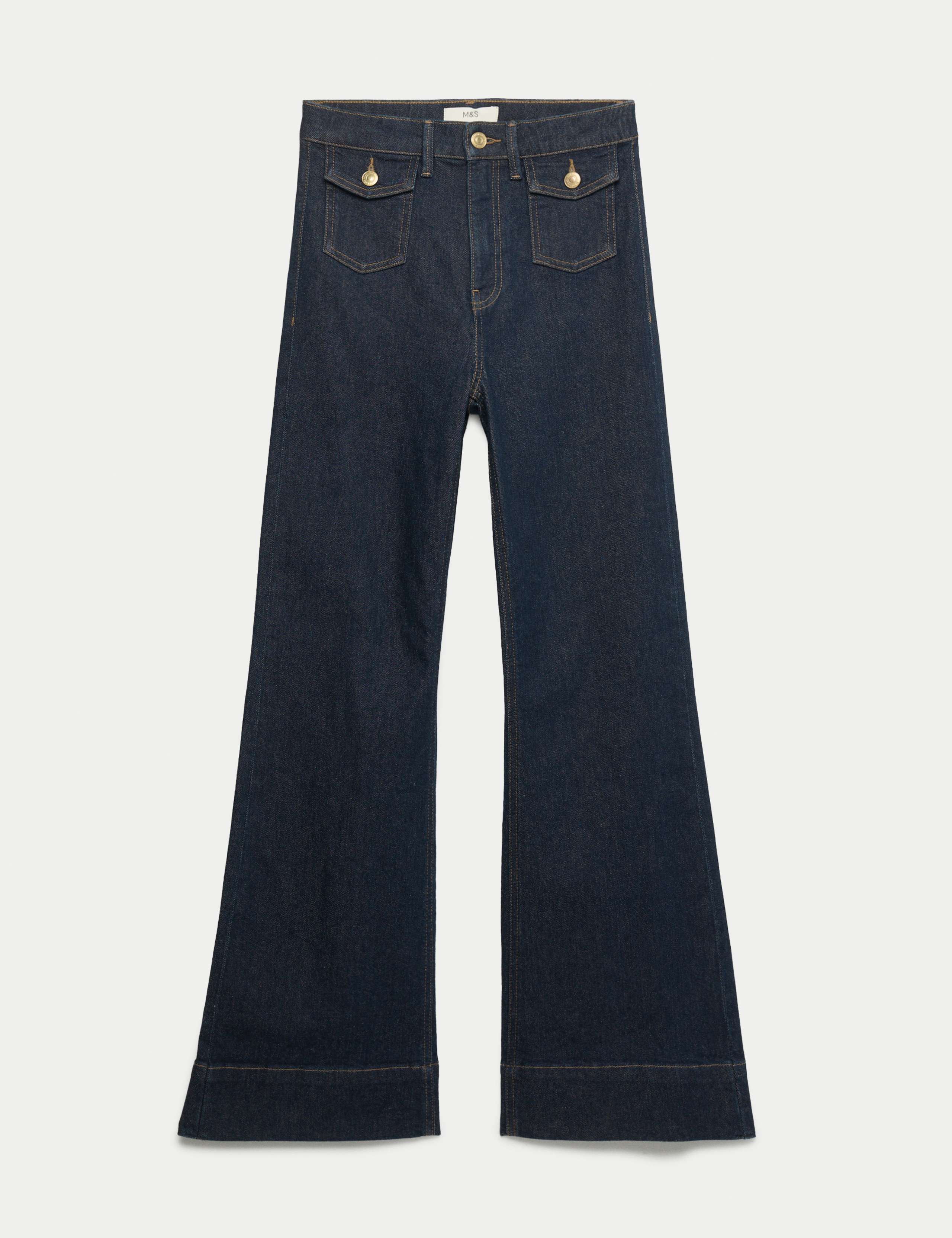High Waisted Patch Pocket Flared Jeans 1 of 1