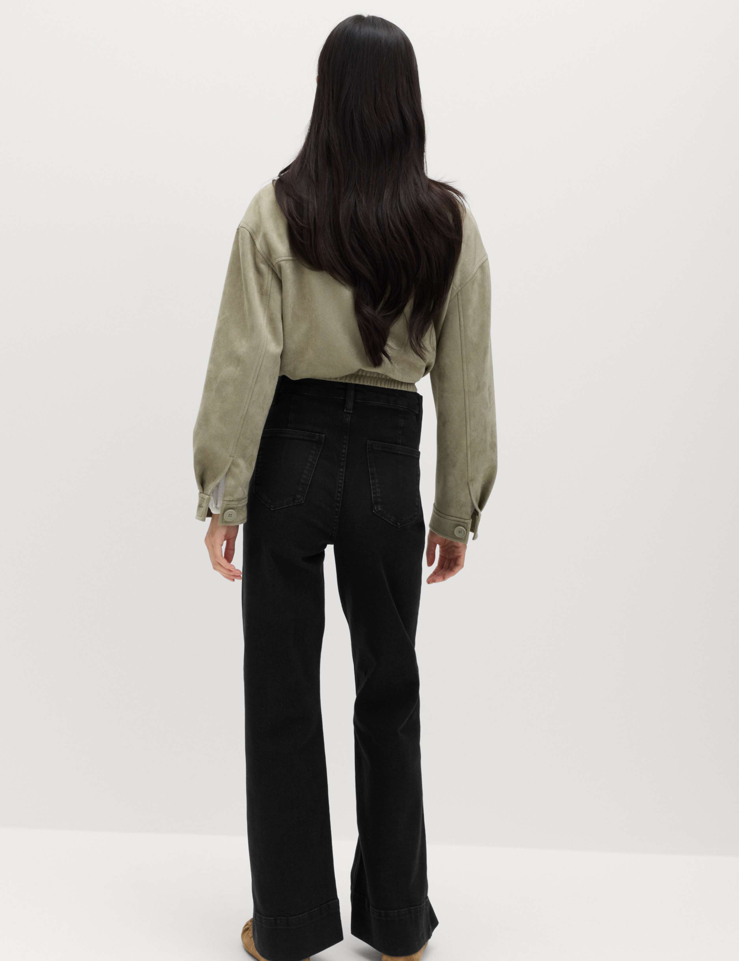 High Waisted Patch Pocket Flared Jeans 4 of 7