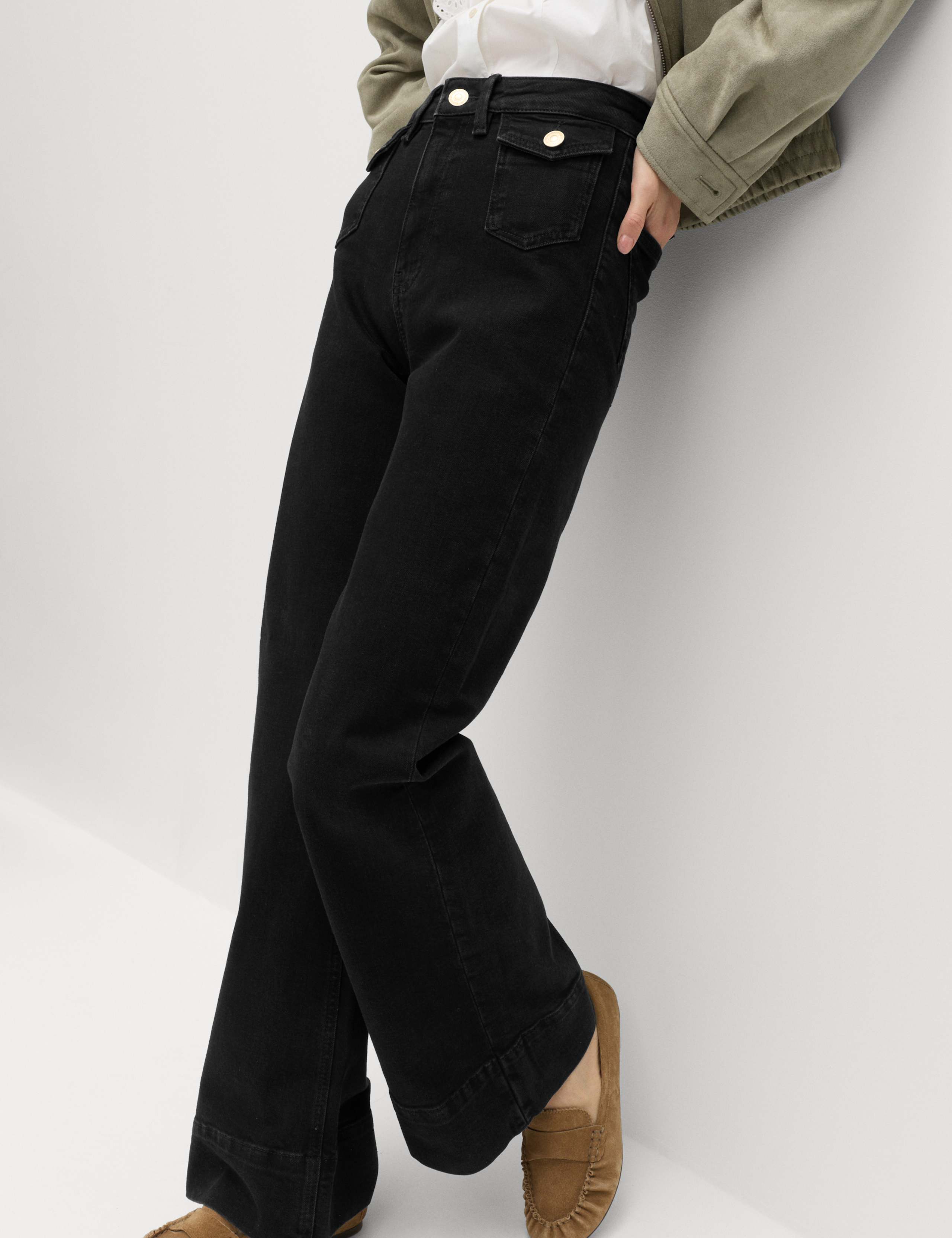 High Waisted Patch Pocket Flared Jeans 5 of 7