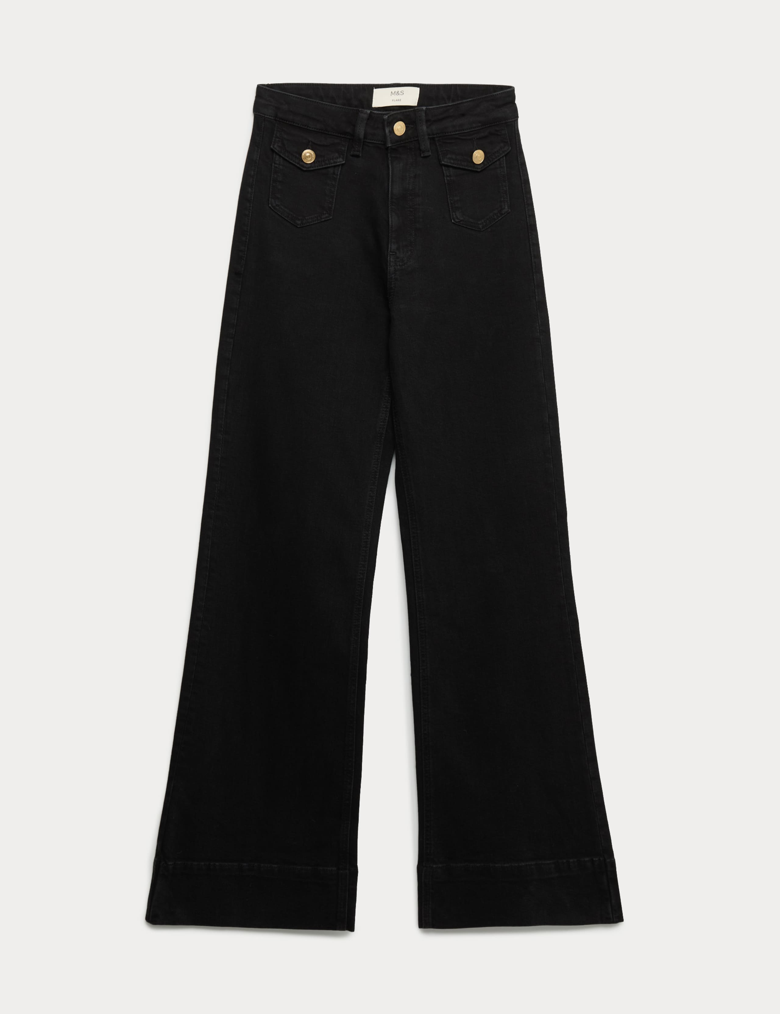 High Waisted Patch Pocket Flared Jeans 2 of 7