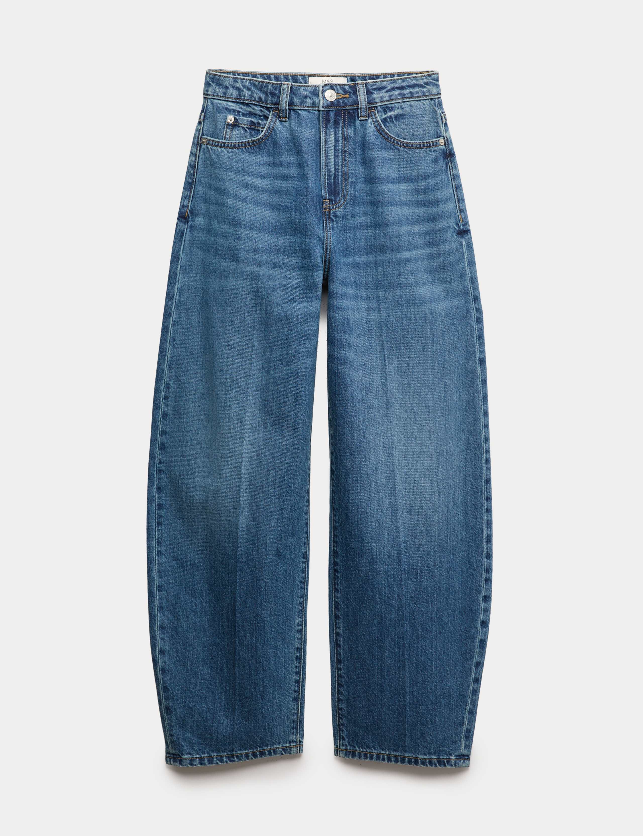 High Waisted Crease Front Barrel Jeans 2 of 6