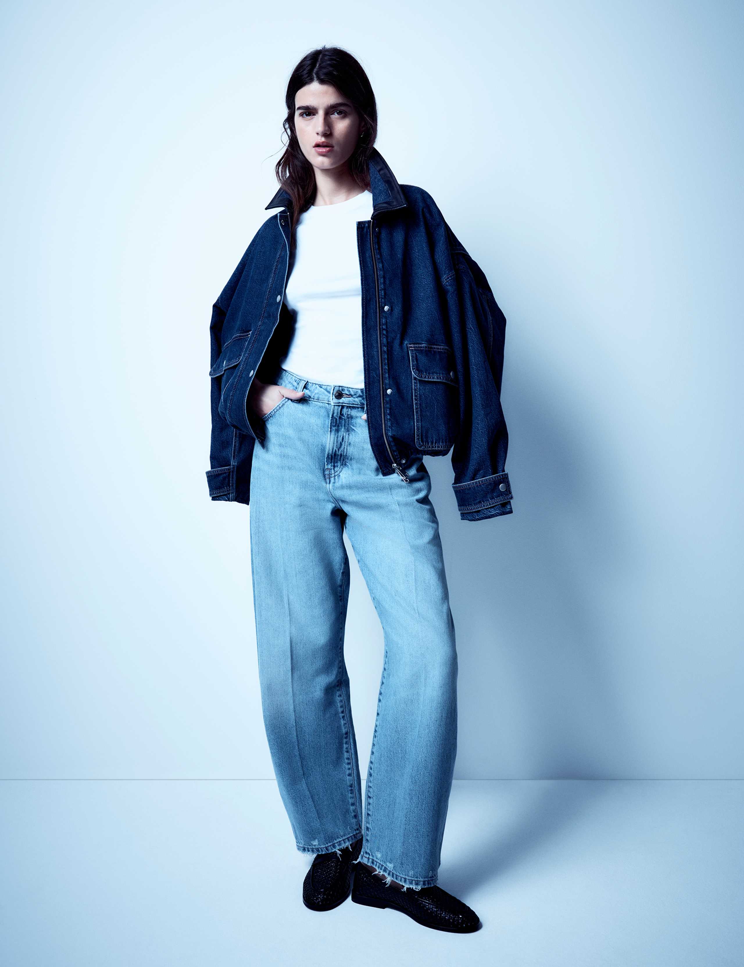 High Waisted Crease Front Barrel Jeans 1 of 7