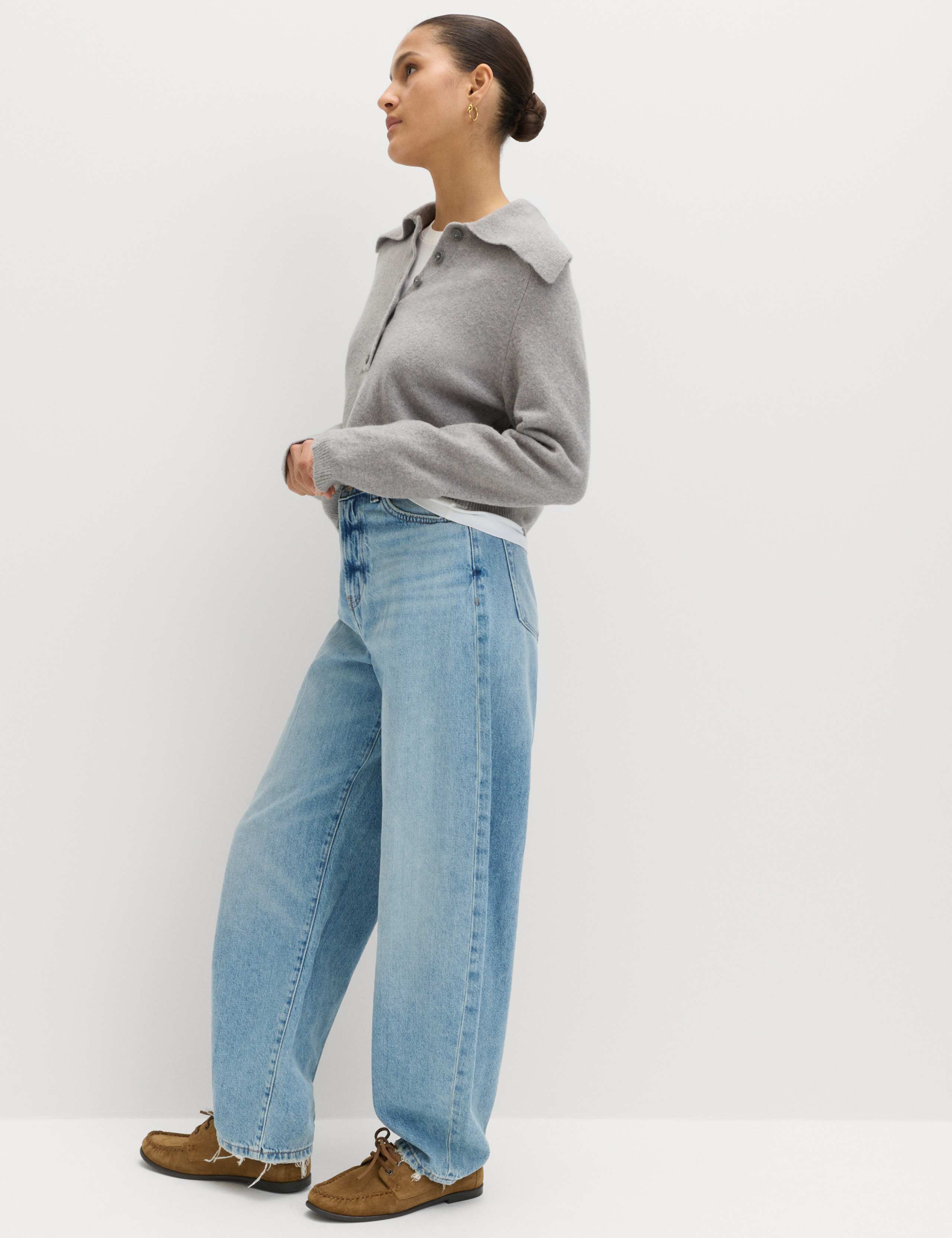 High Waisted Crease Front Barrel Jeans 4 of 7
