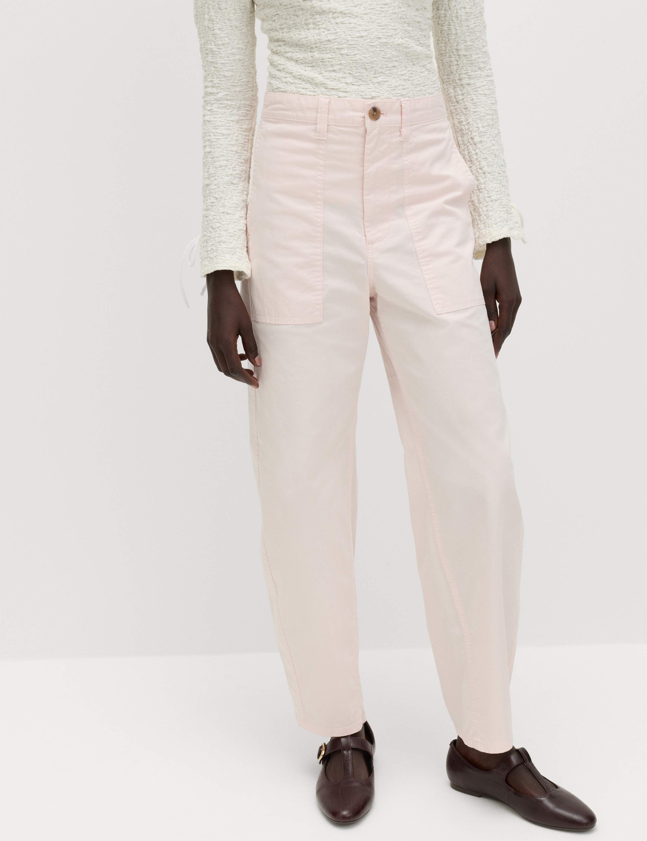 Cotton Rich Barrel Leg Trousers 1 of 5