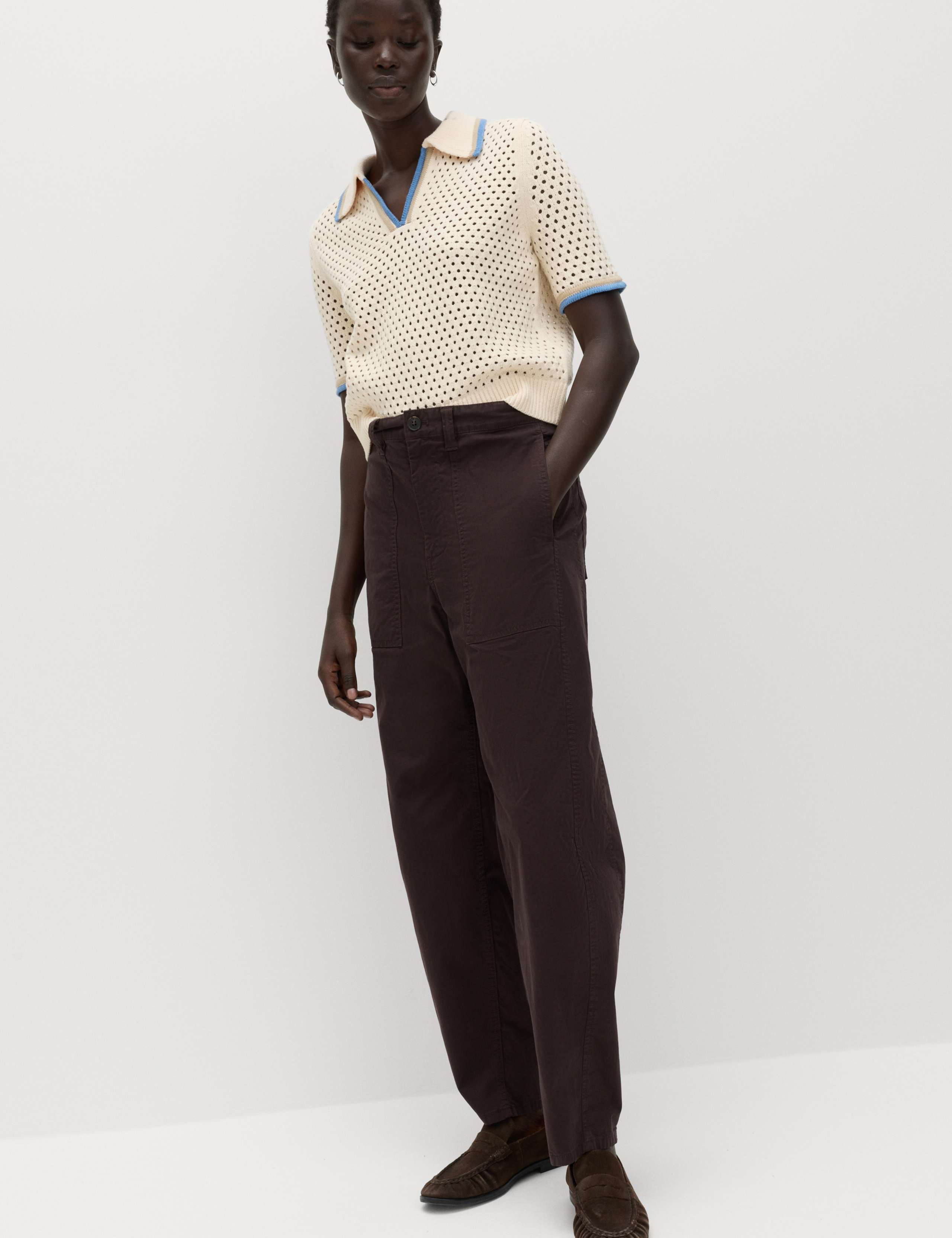 Cotton Rich Barrel Leg Trousers 4 of 7